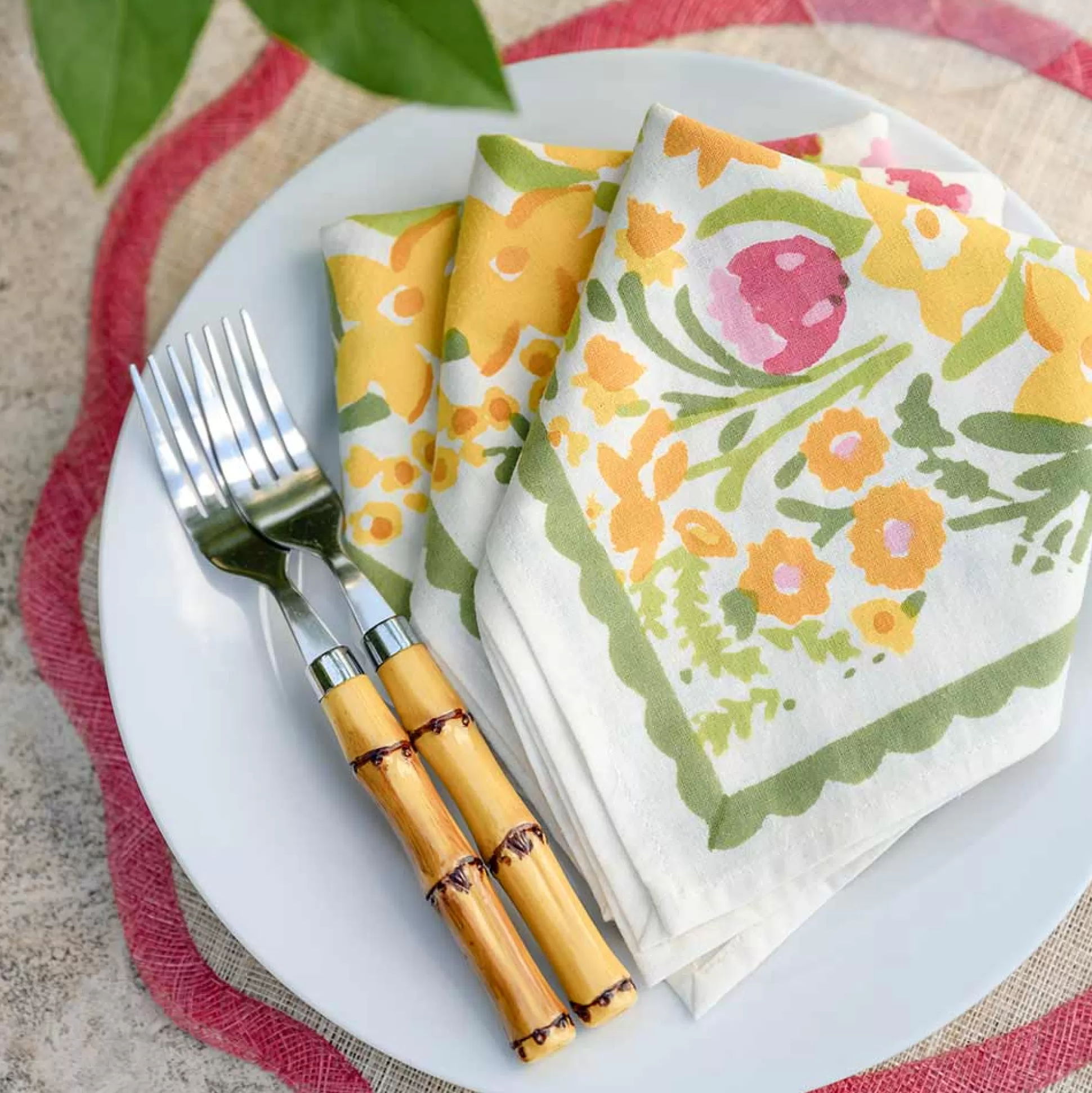 Pomegranate Inc. Napkins*70S Flower Napkin | Set Of 4