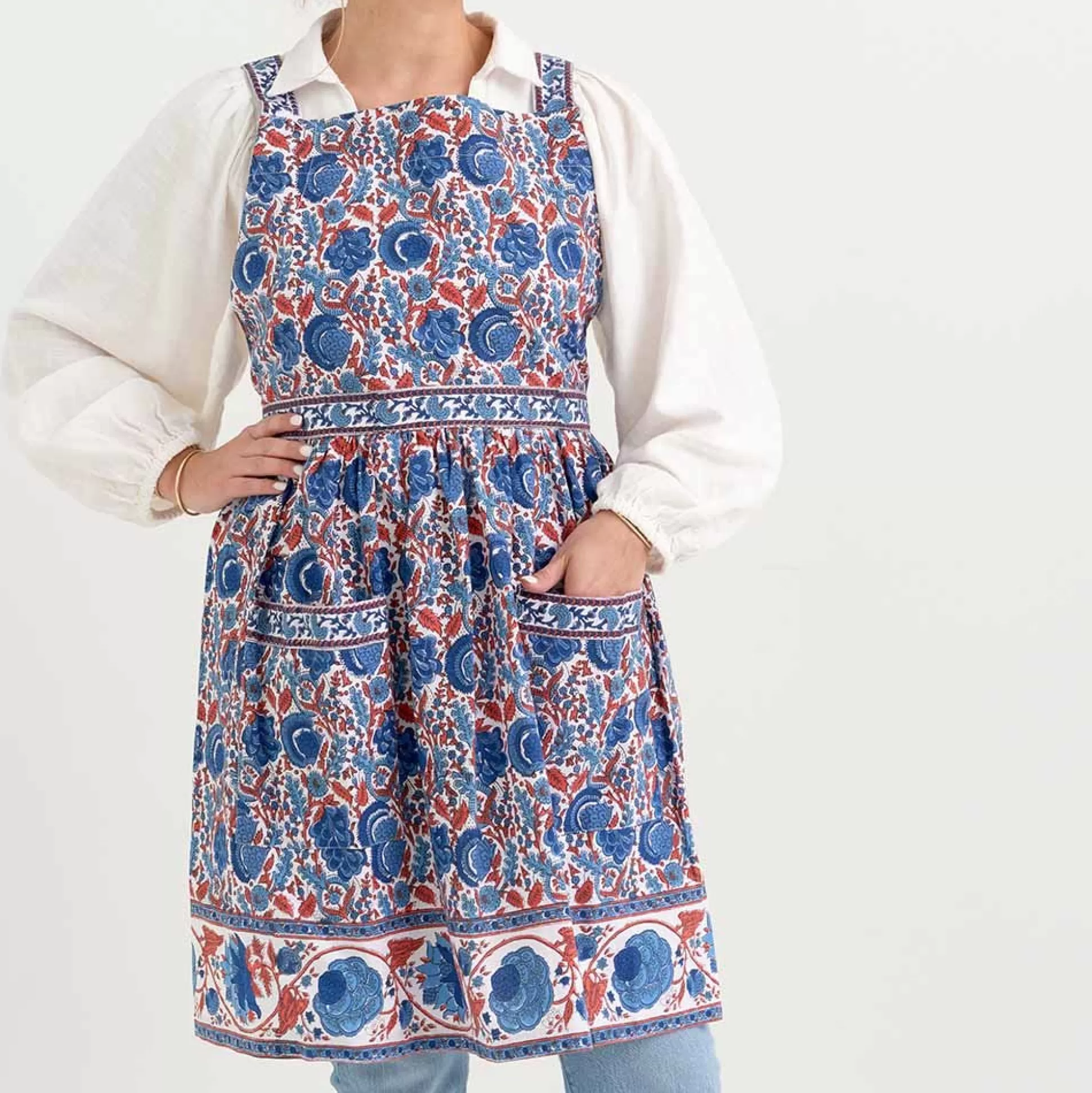 Pomegranate Inc. Aprons*Bohemian Floral Blues & Paprika Apron