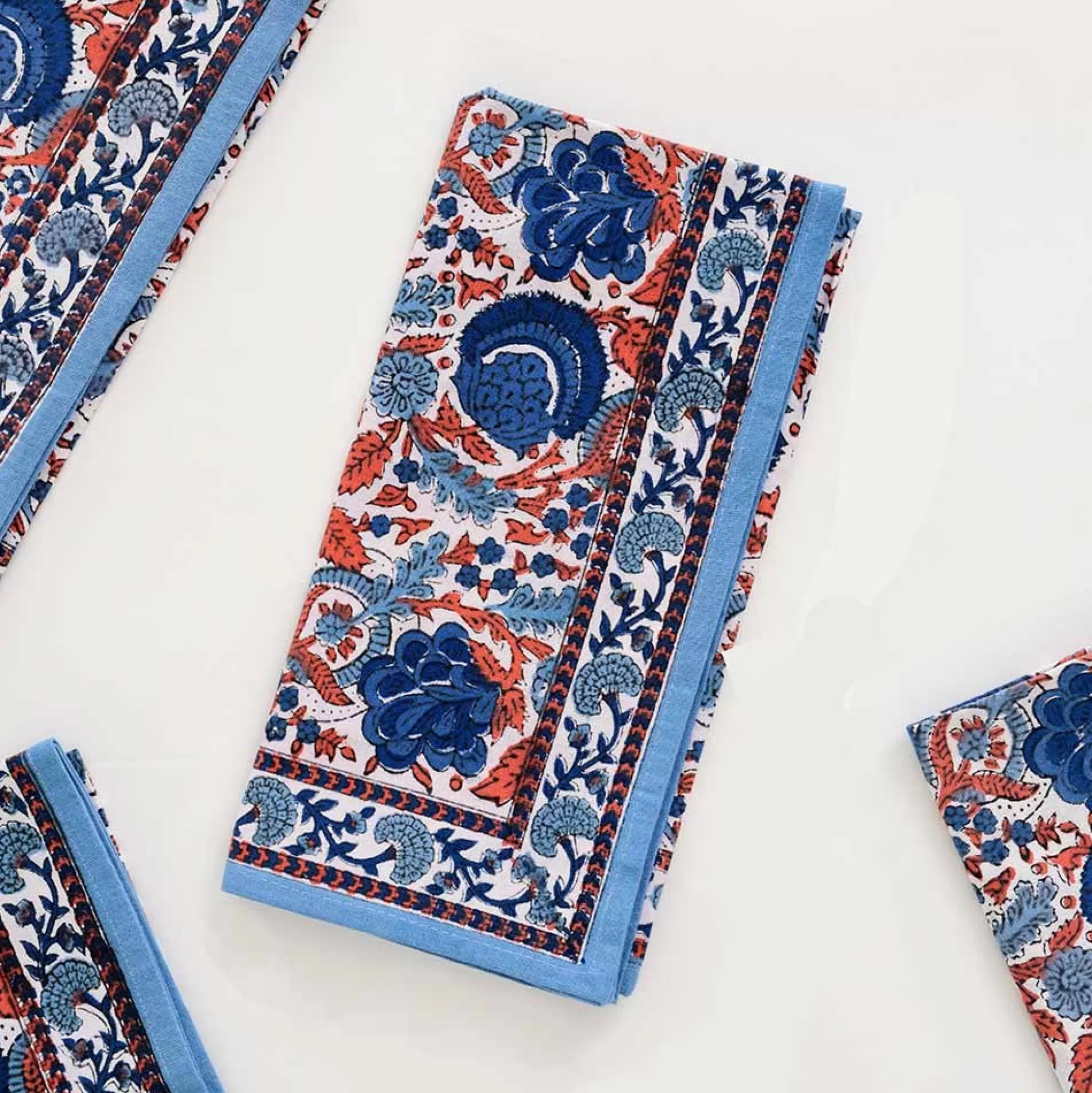 Pomegranate Inc. Napkins*Bohemian Floral Blues & Paprika Napkin | Set Of 4