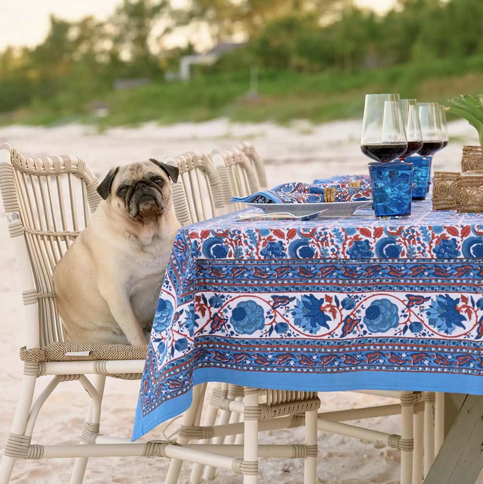 Pomegranate Inc. Tablecloths*Bohemian Floral Blues & Paprika Tablecloth