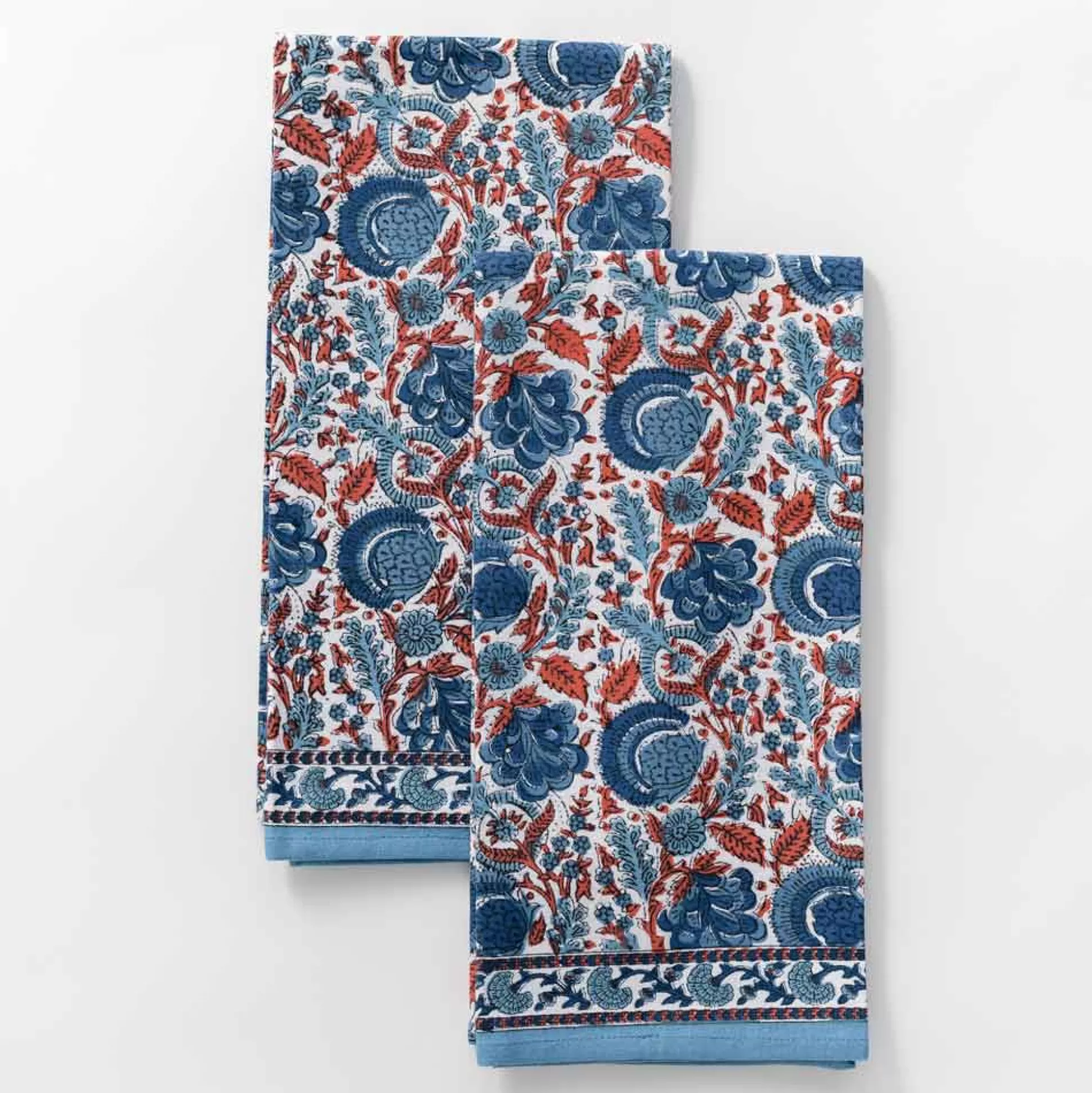 Pomegranate Inc. Tea Towels*Bohemian Floral Blues & Paprika Tea Towels