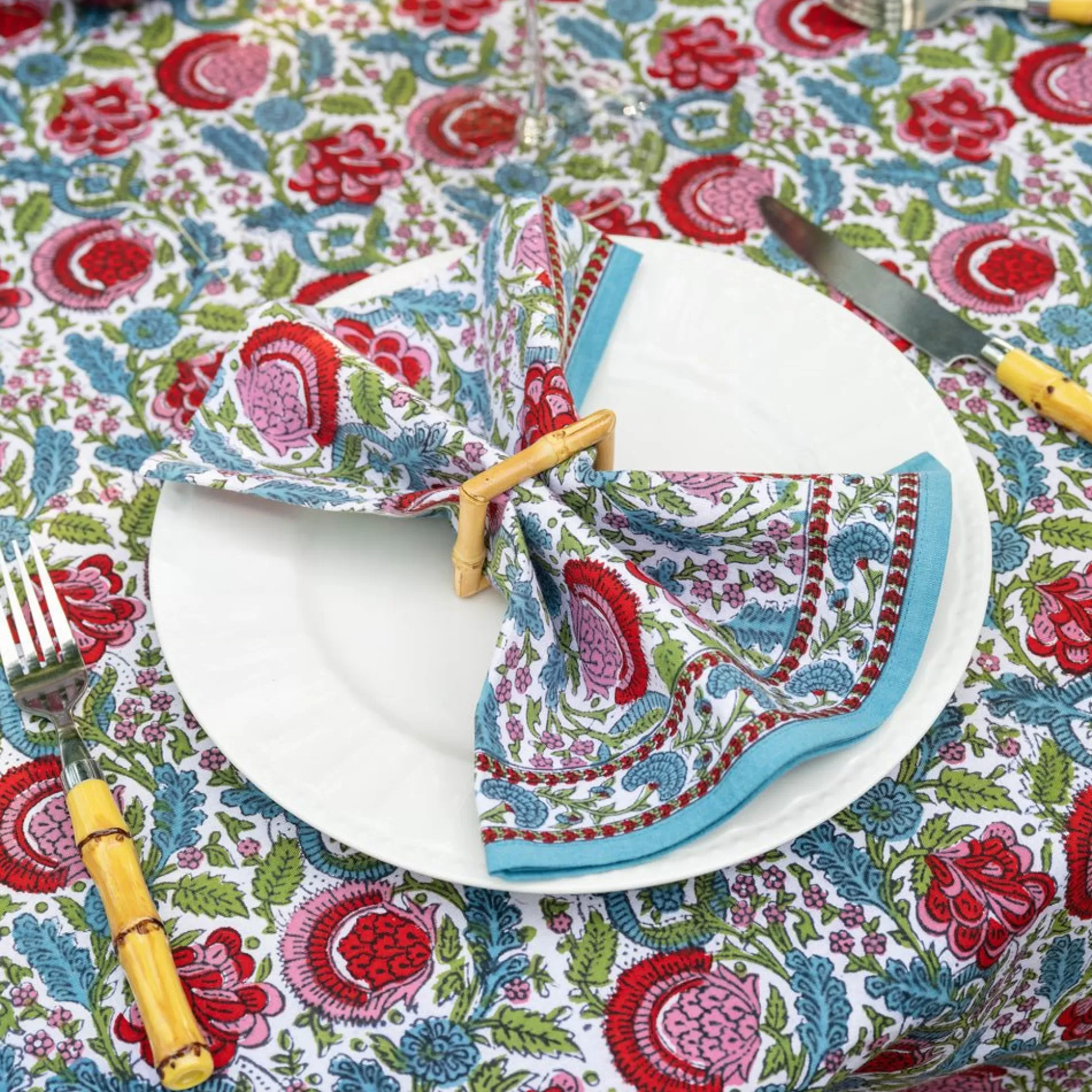 Pomegranate Inc. Napkins*Bohemian Floral Turquoise Napkin | Set Of 4