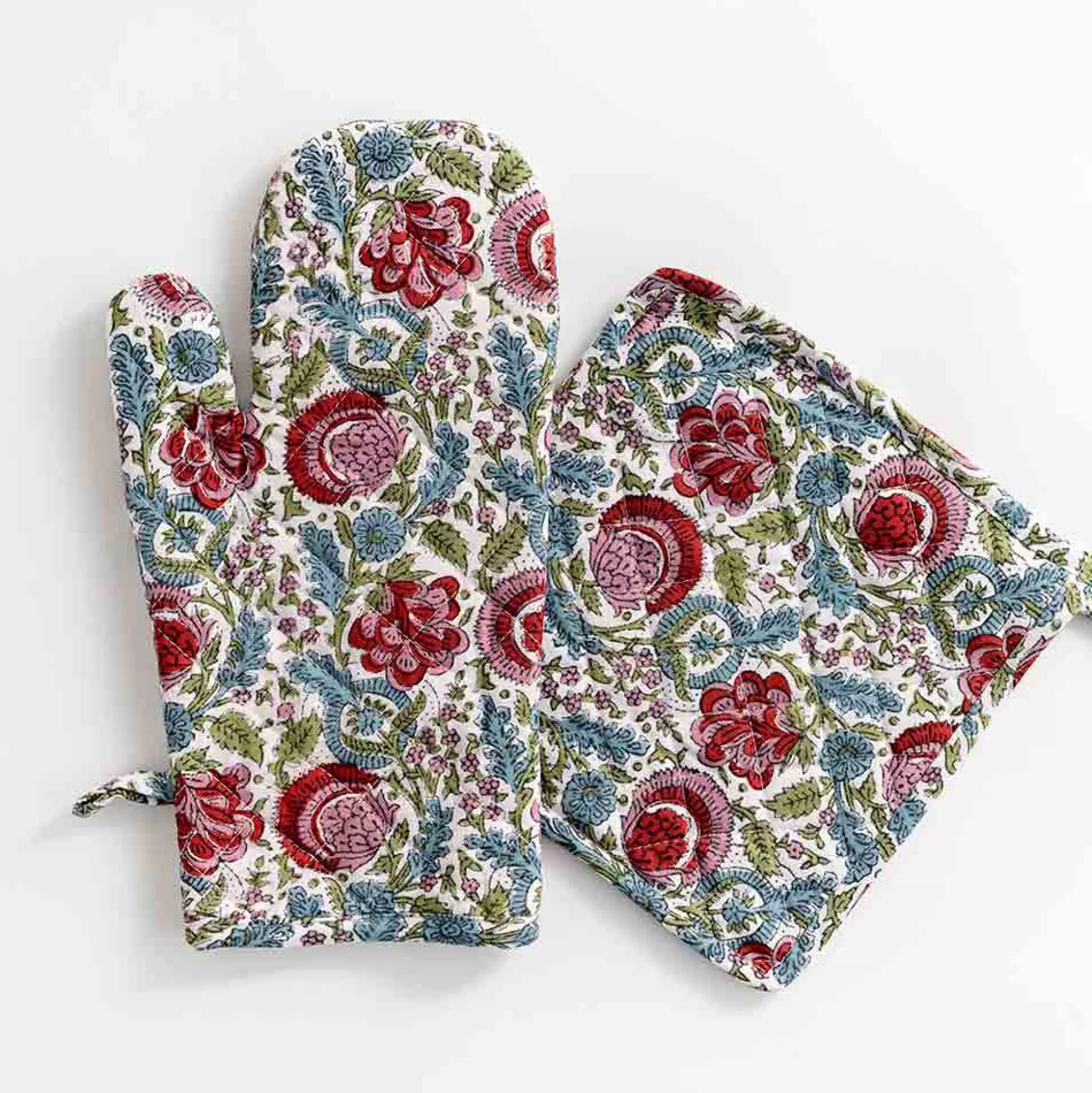 Pomegranate Inc. Oven Mitts*Bohemian Floral Turquoise Oven Mitt Set