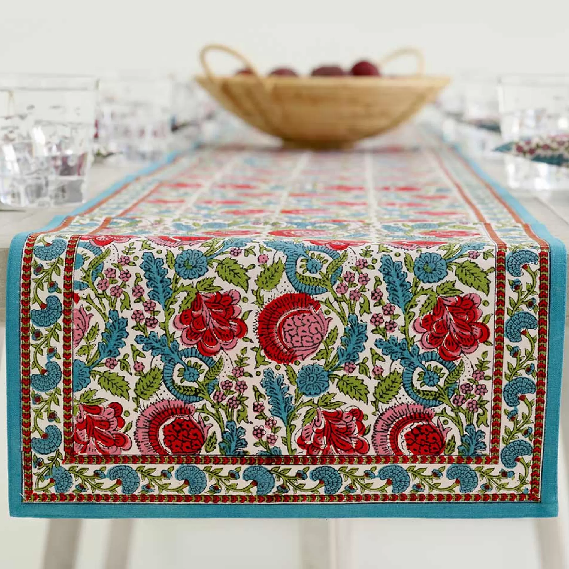 Pomegranate Inc. Table Runners*Bohemian Floral Turquoise Table Runner