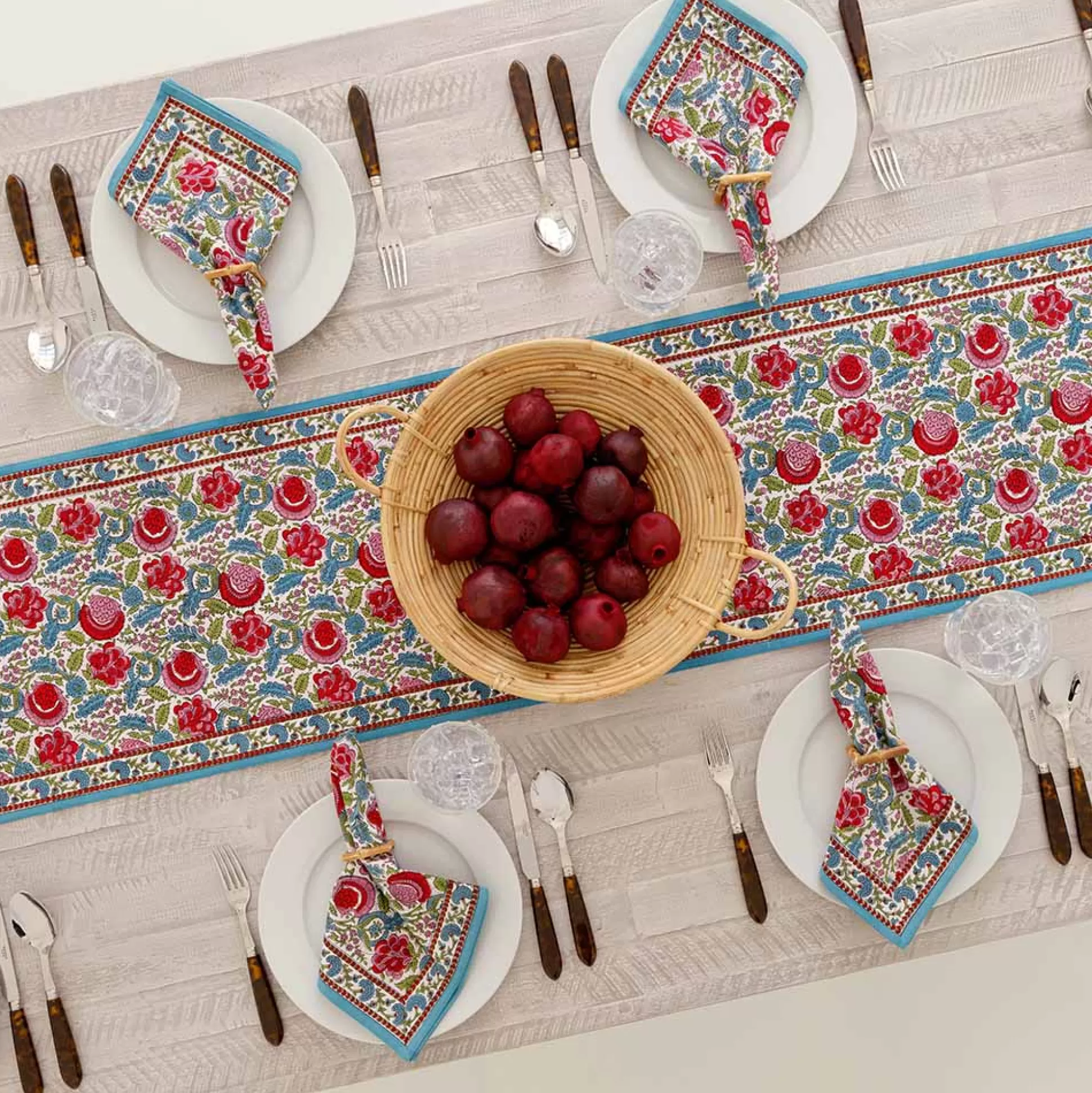 Pomegranate Inc. Table Runners*Bohemian Floral Turquoise Table Runner