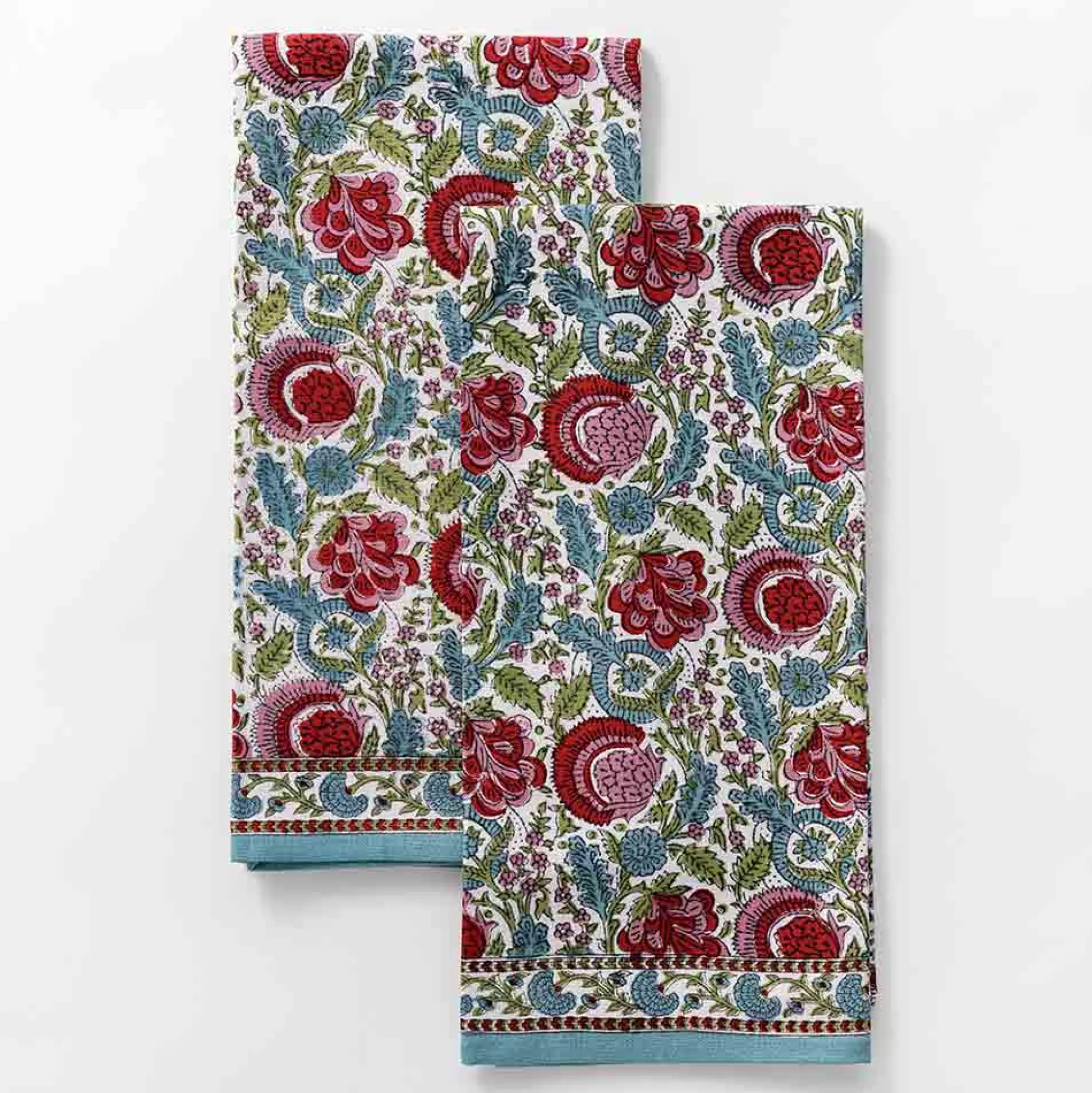 Pomegranate Inc. Tea Towels*Bohemian Floral Turquoise Tea Towels