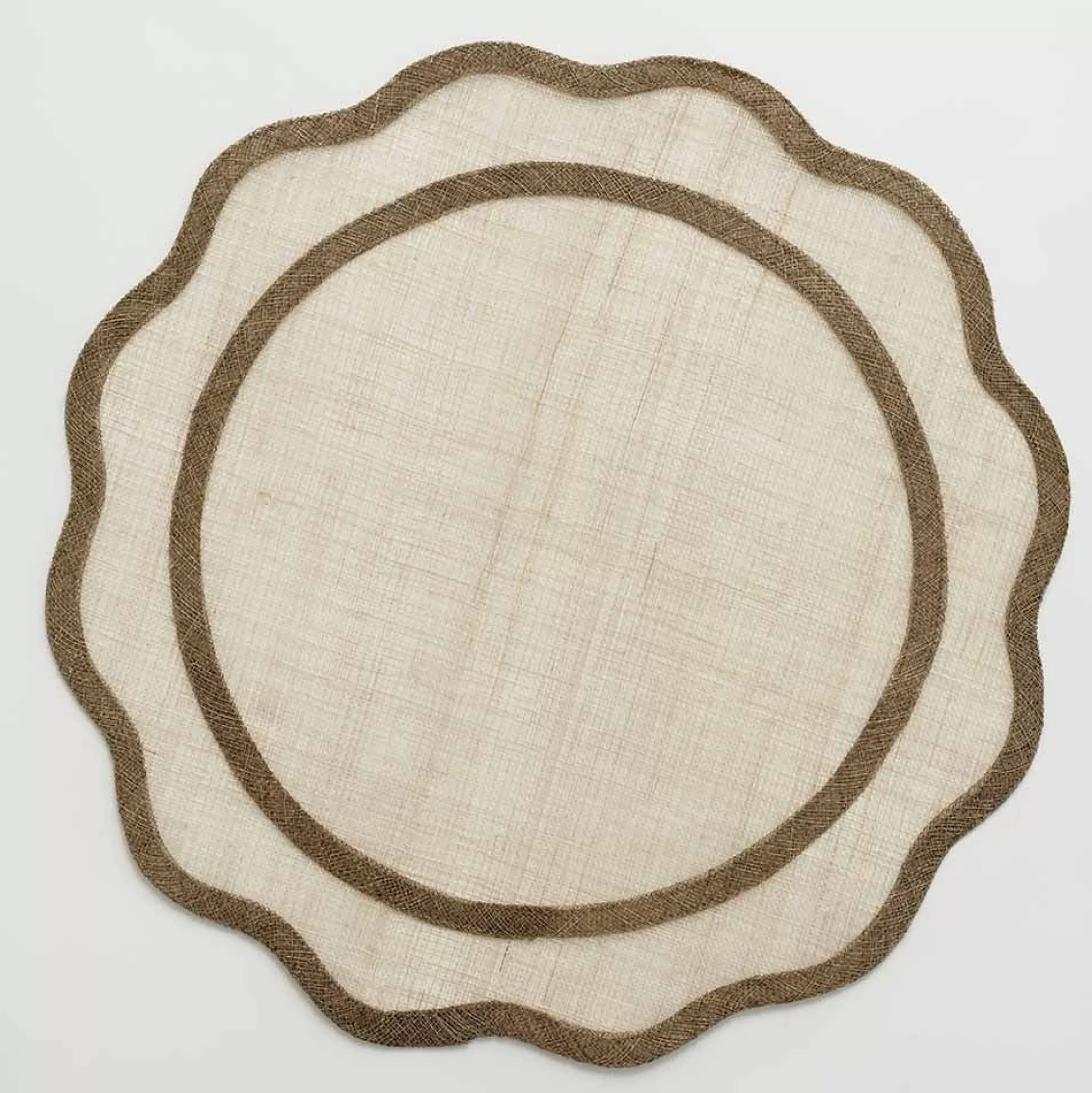 Pomegranate Inc. Natural Fiber Placemats*Brown Scalloped Rice Paper Placemat | Set Of 4