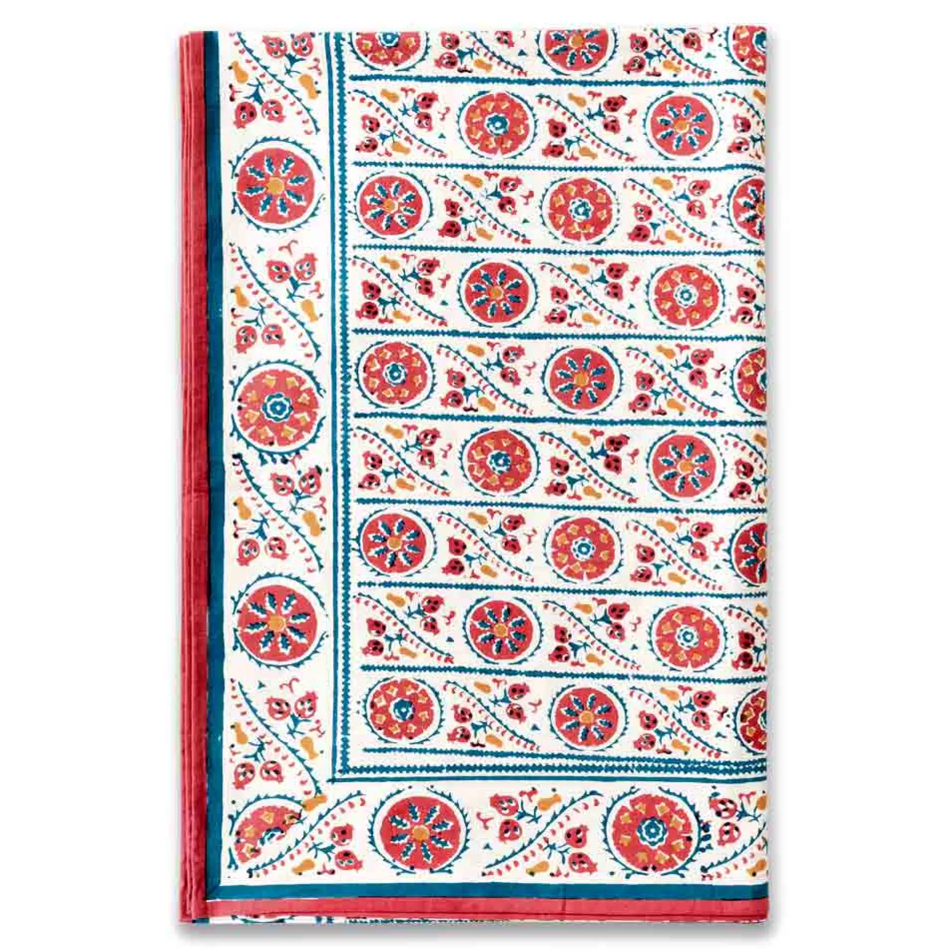 Pomegranate Inc. Tablecloths*Bukhara Stripe Brick & Teal Tablecloth