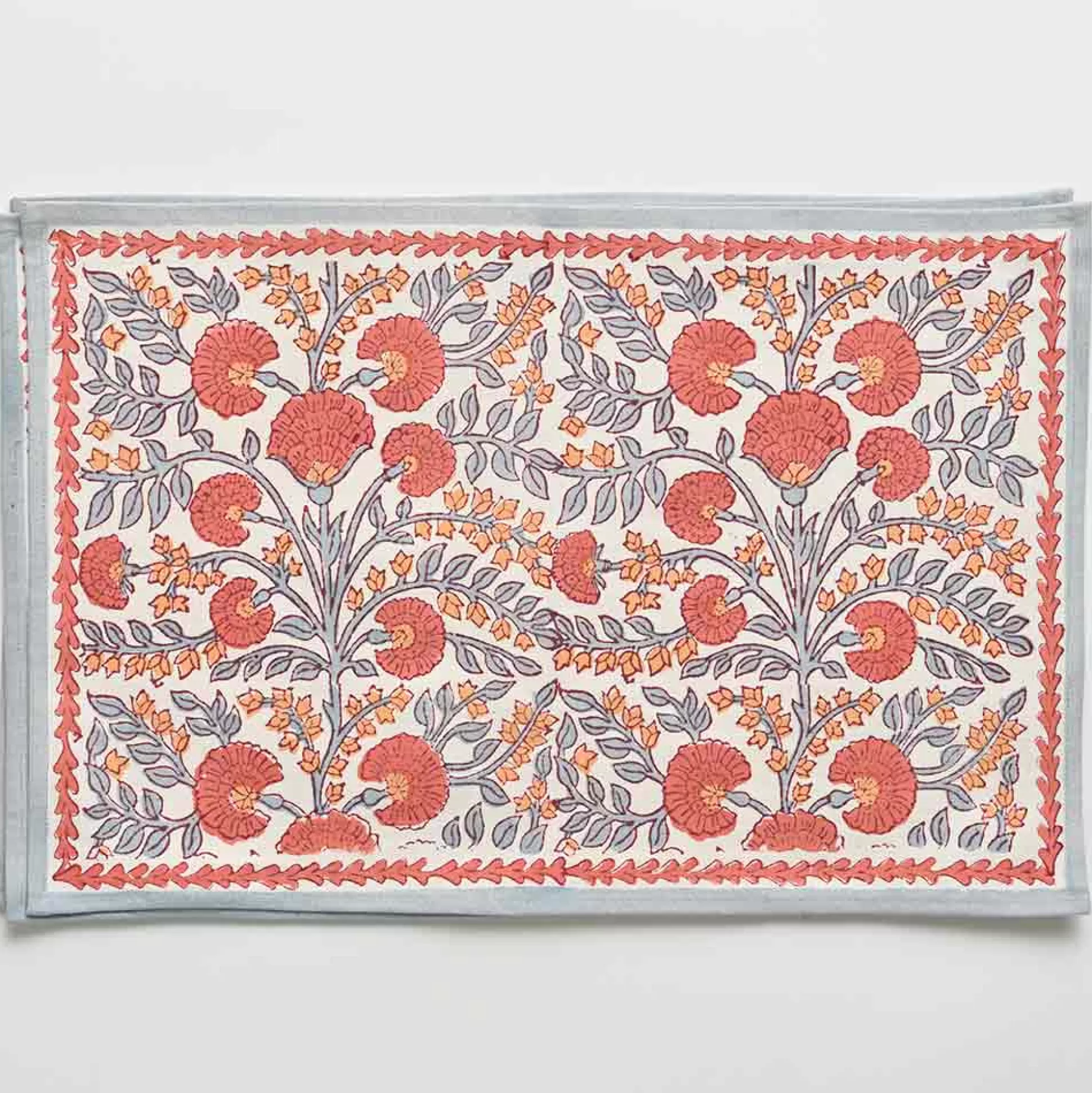 Pomegranate Inc. Hand Block Printed*Cactus Flower Ivory Placemat | Set Of 4