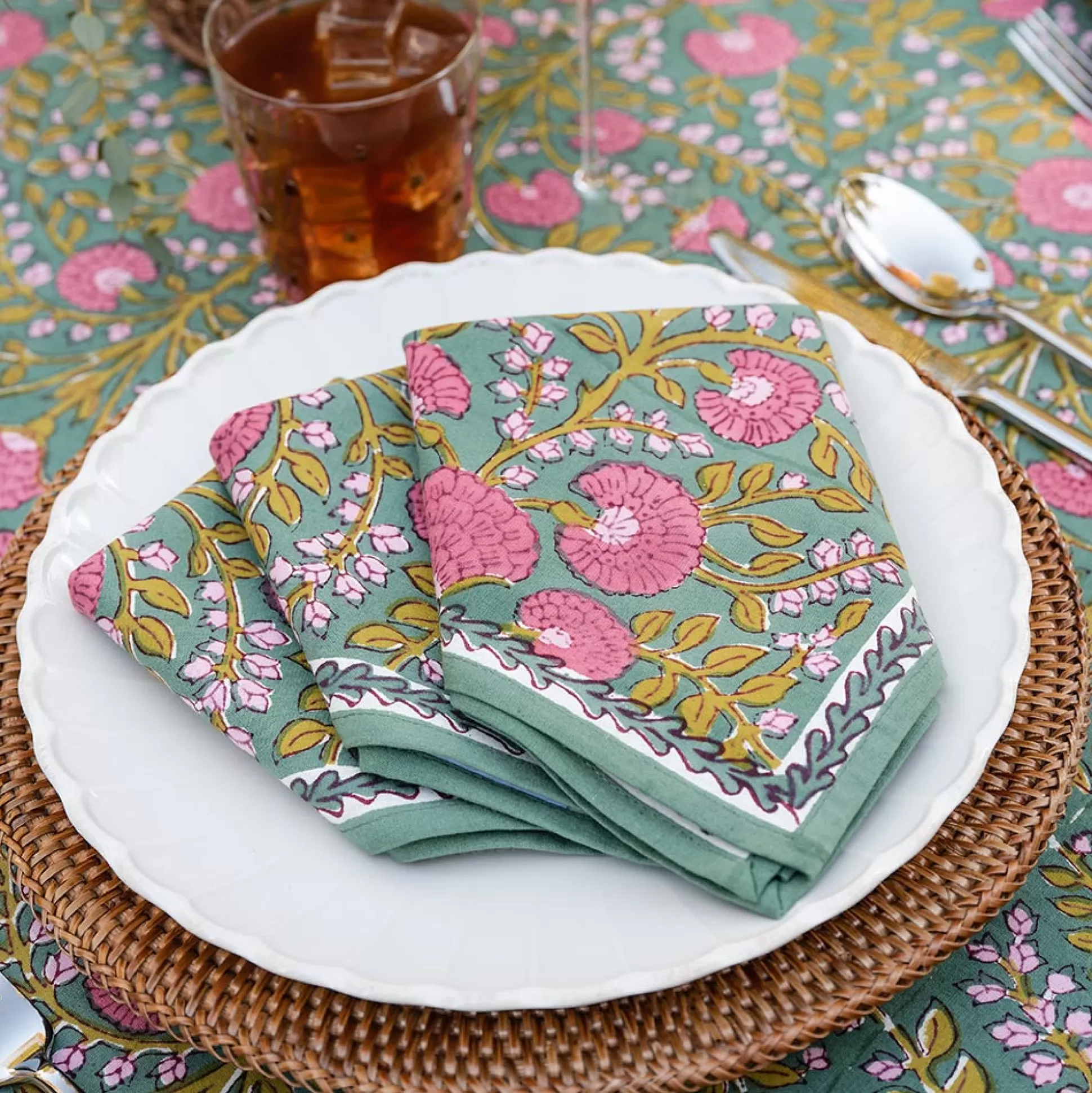 Pomegranate Inc. Napkins*Cactus Flower Jade Napkin | Set Of 4