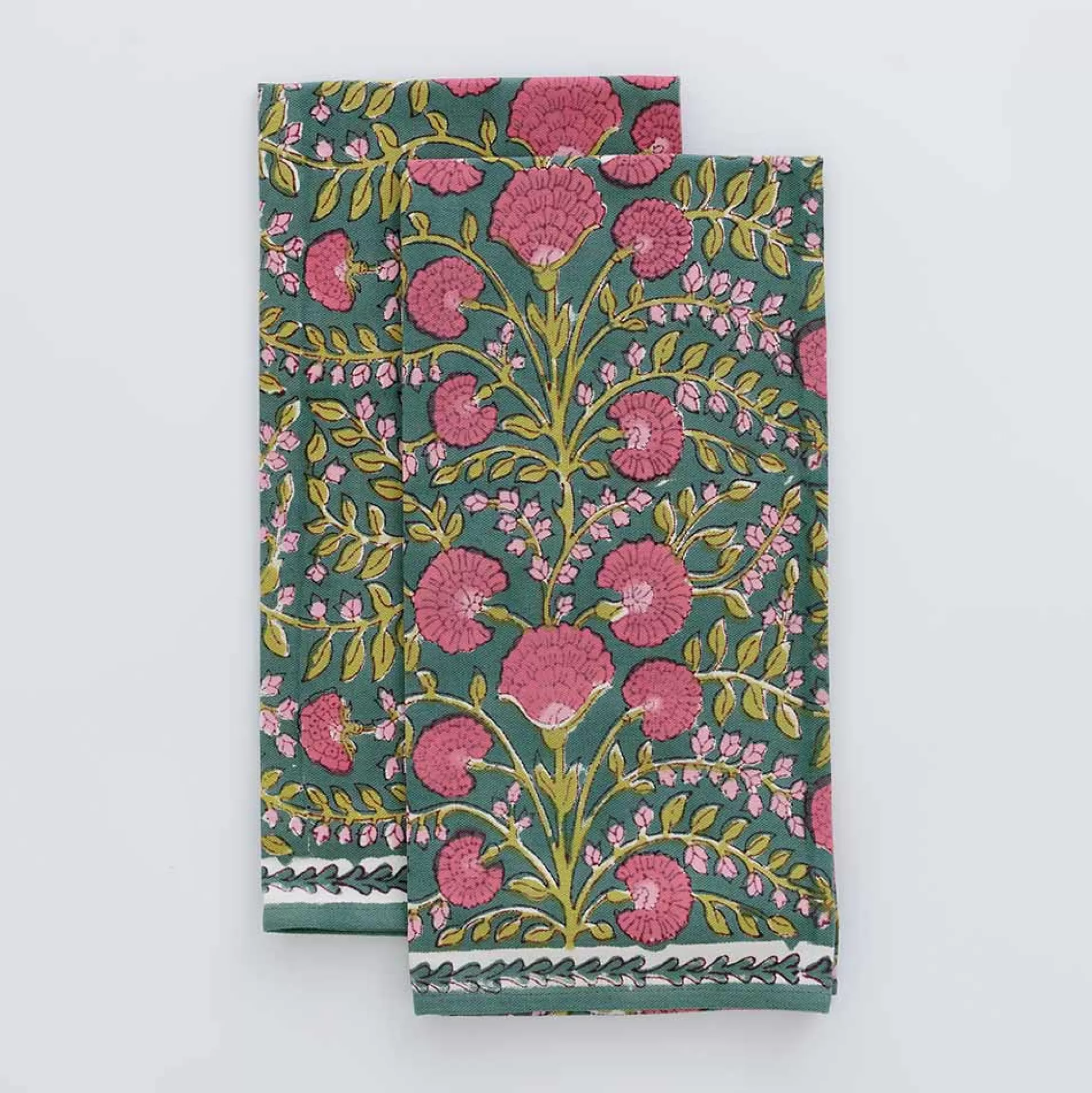 Pomegranate Inc. Tea Towels*Cactus Flower Jade Tea Towels