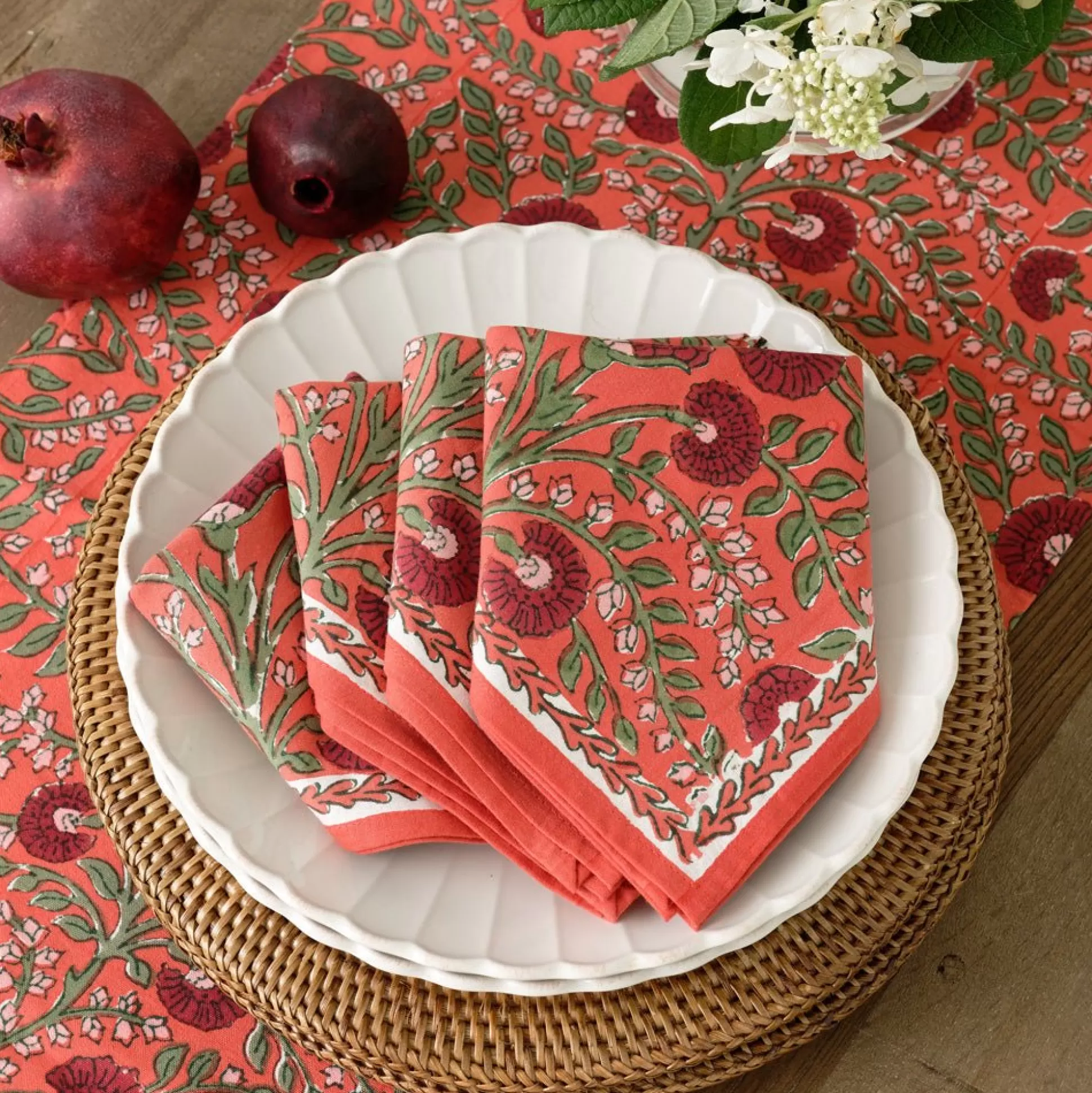 Pomegranate Inc. Napkins*Cactus Flower Red Napkins Set 4