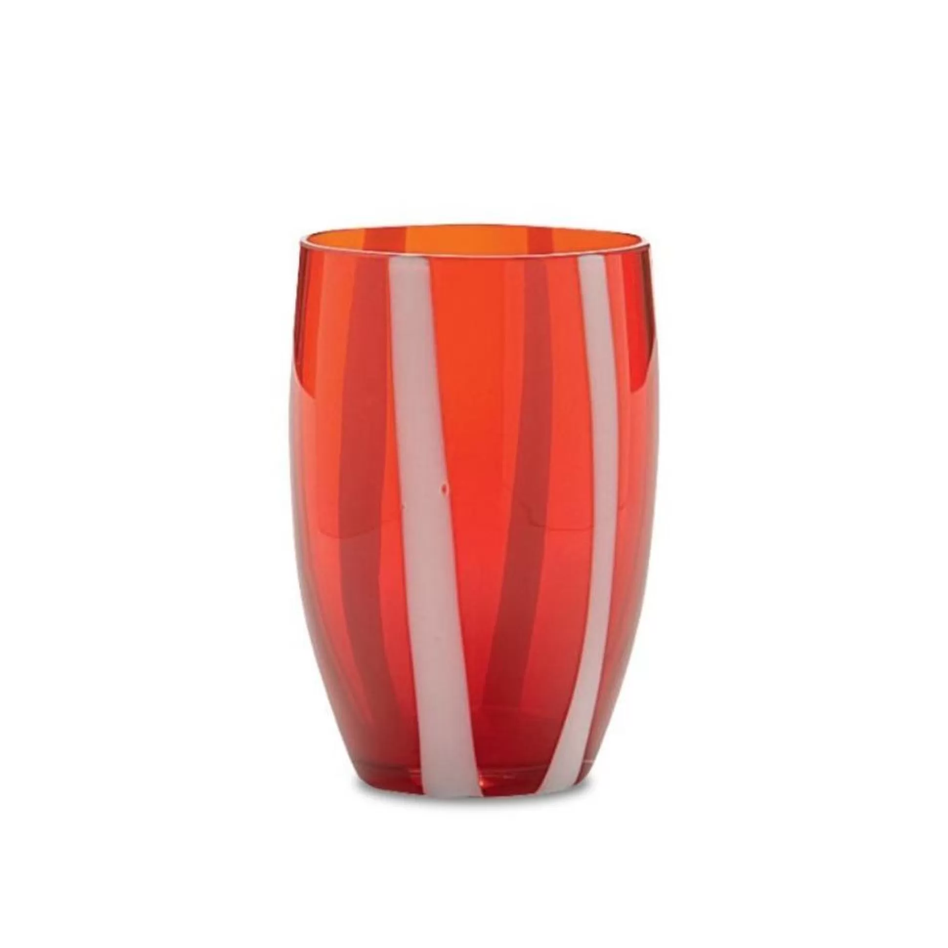 Pomegranate Inc. Glassware*Candy Striped Glass-Cranberry