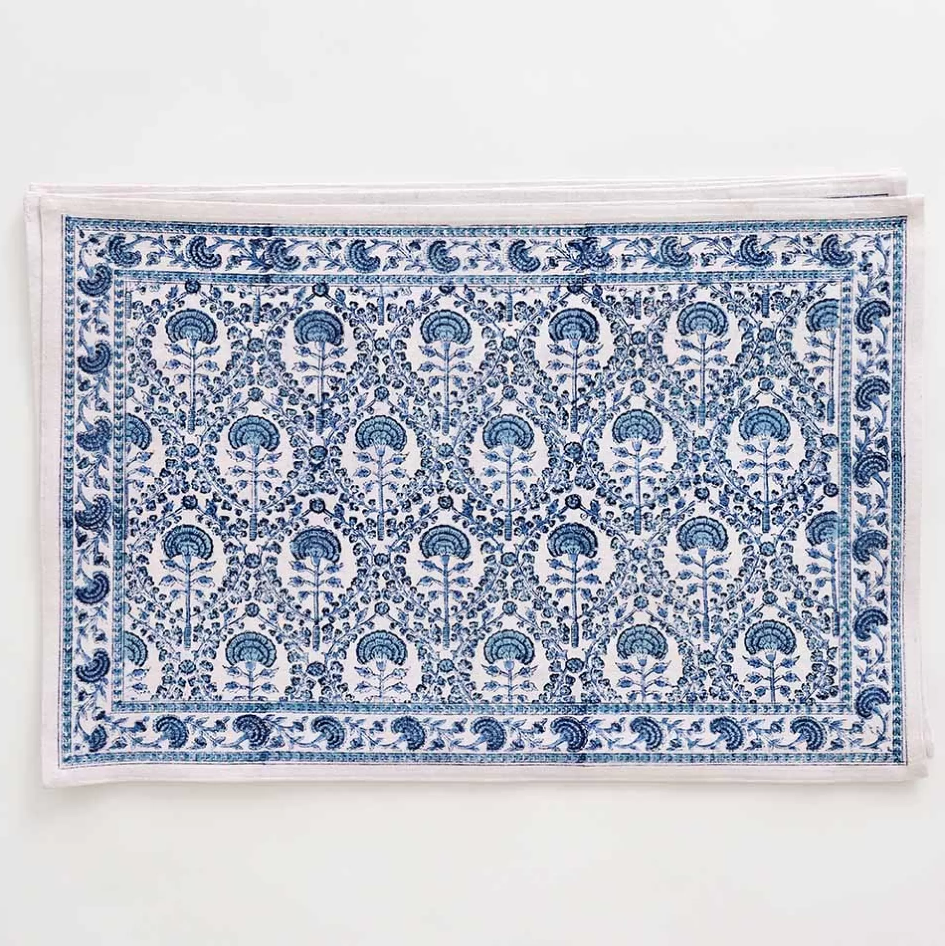 Pomegranate Inc. Hand Block Printed*Caroline Blue Placemat | Set Of 4