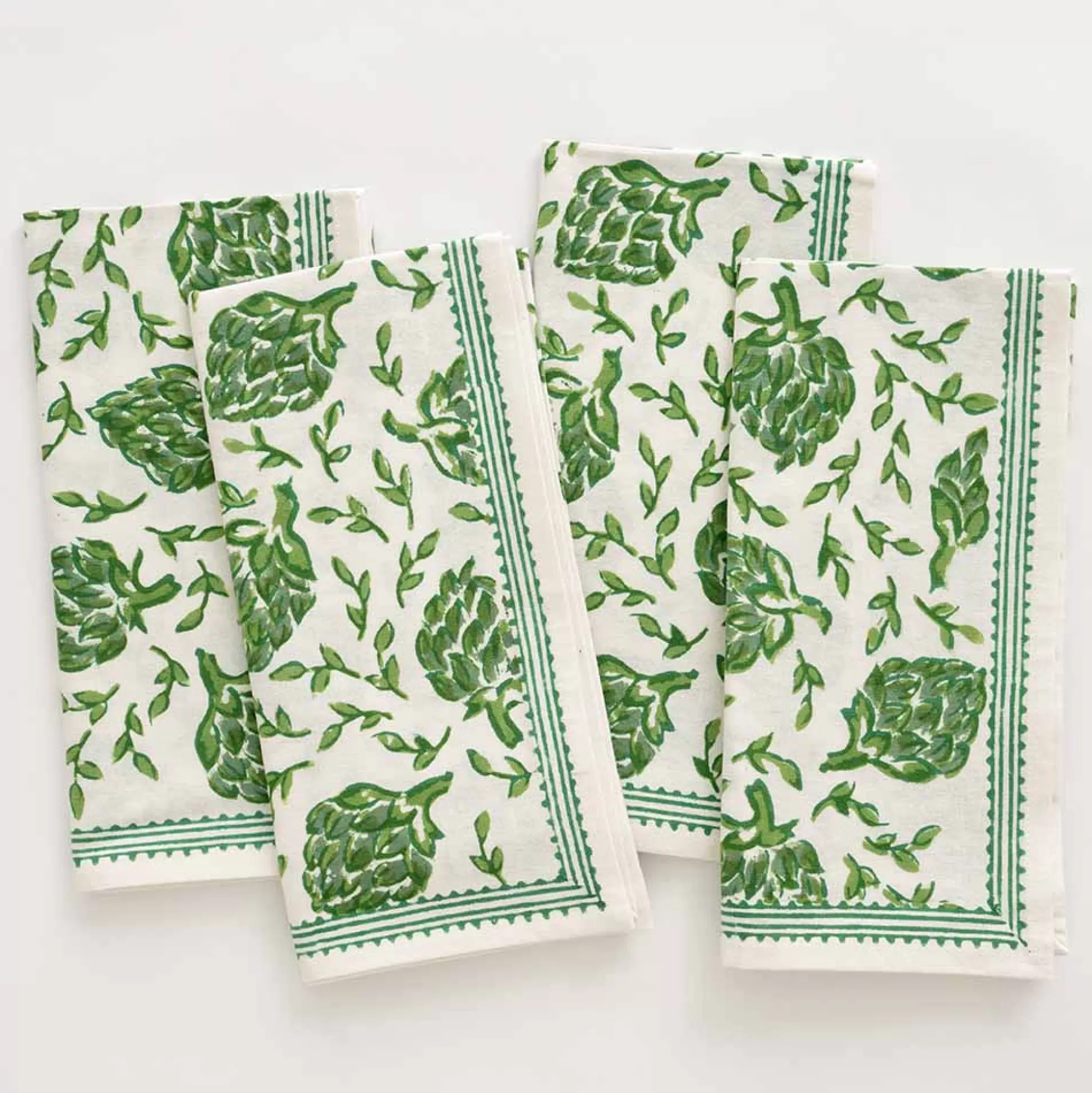 Pomegranate Inc. Napkins*Dancing Artichokes Green Napkin | Set Of 4