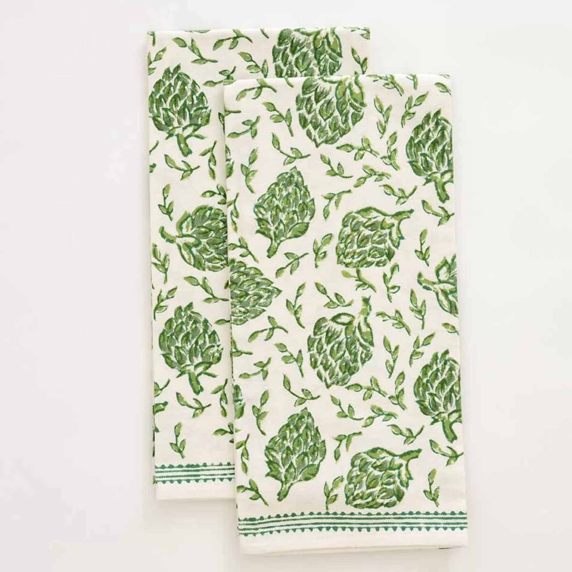 Pomegranate Inc. Tea Towels*Dancing Artichokes Green Tea Towels