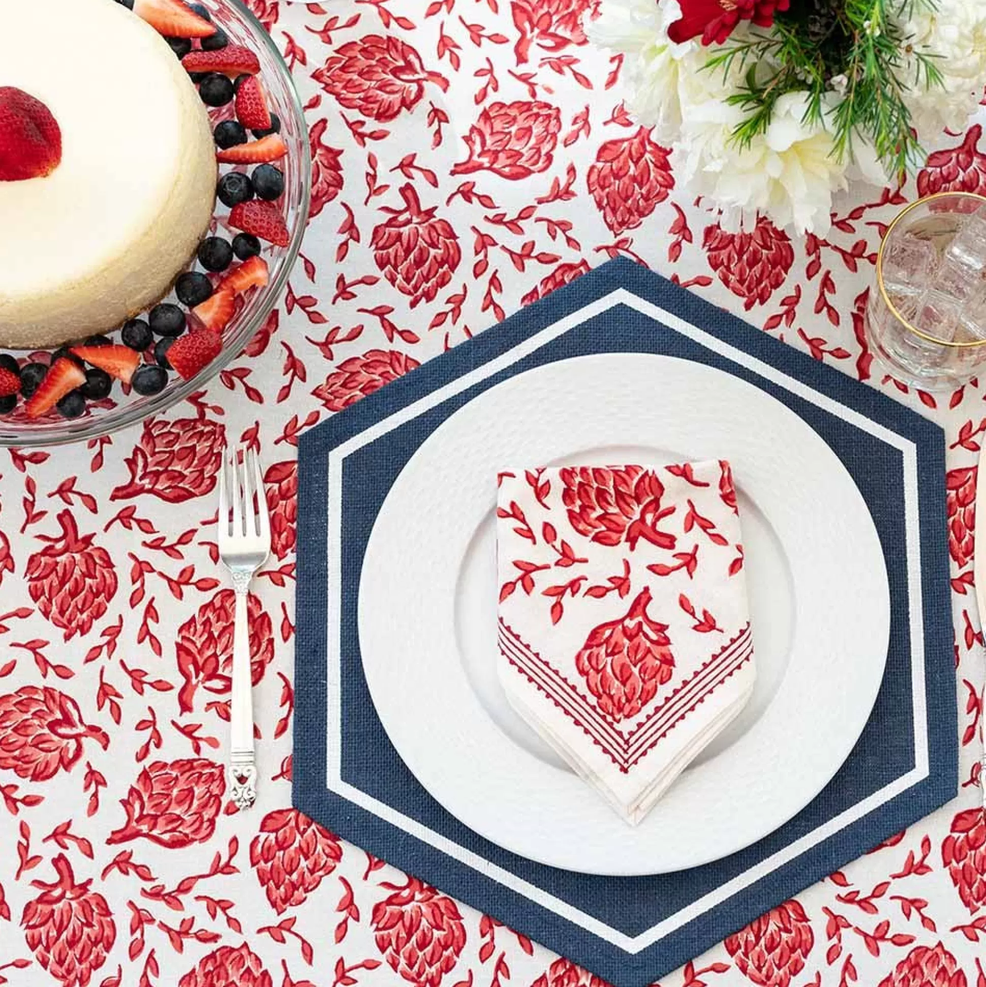 Pomegranate Inc. Napkins*Dancing Artichokes Red Napkin | Set Of 4