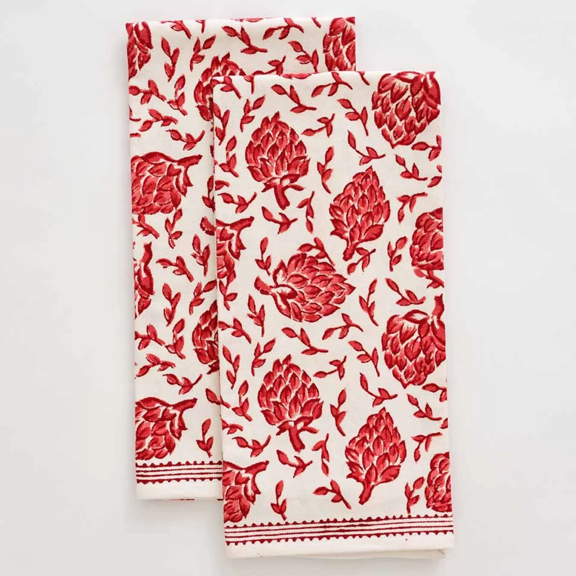 Pomegranate Inc. Tea Towels*Dancing Artichokes Red Tea Towels