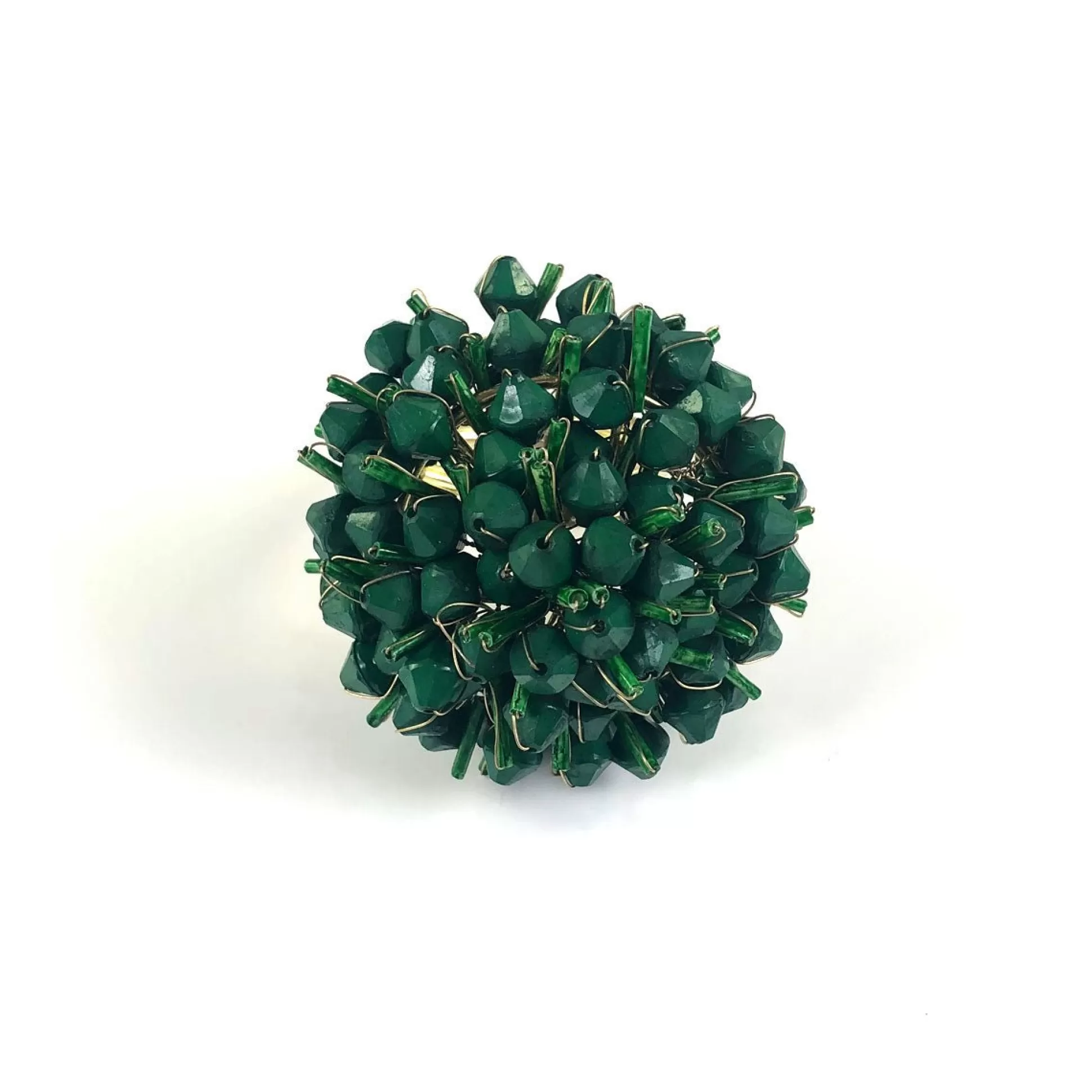 Pomegranate Inc. Napkin Rings*Dark Green Cluster Beaded Napkin Ring | Set Of 4