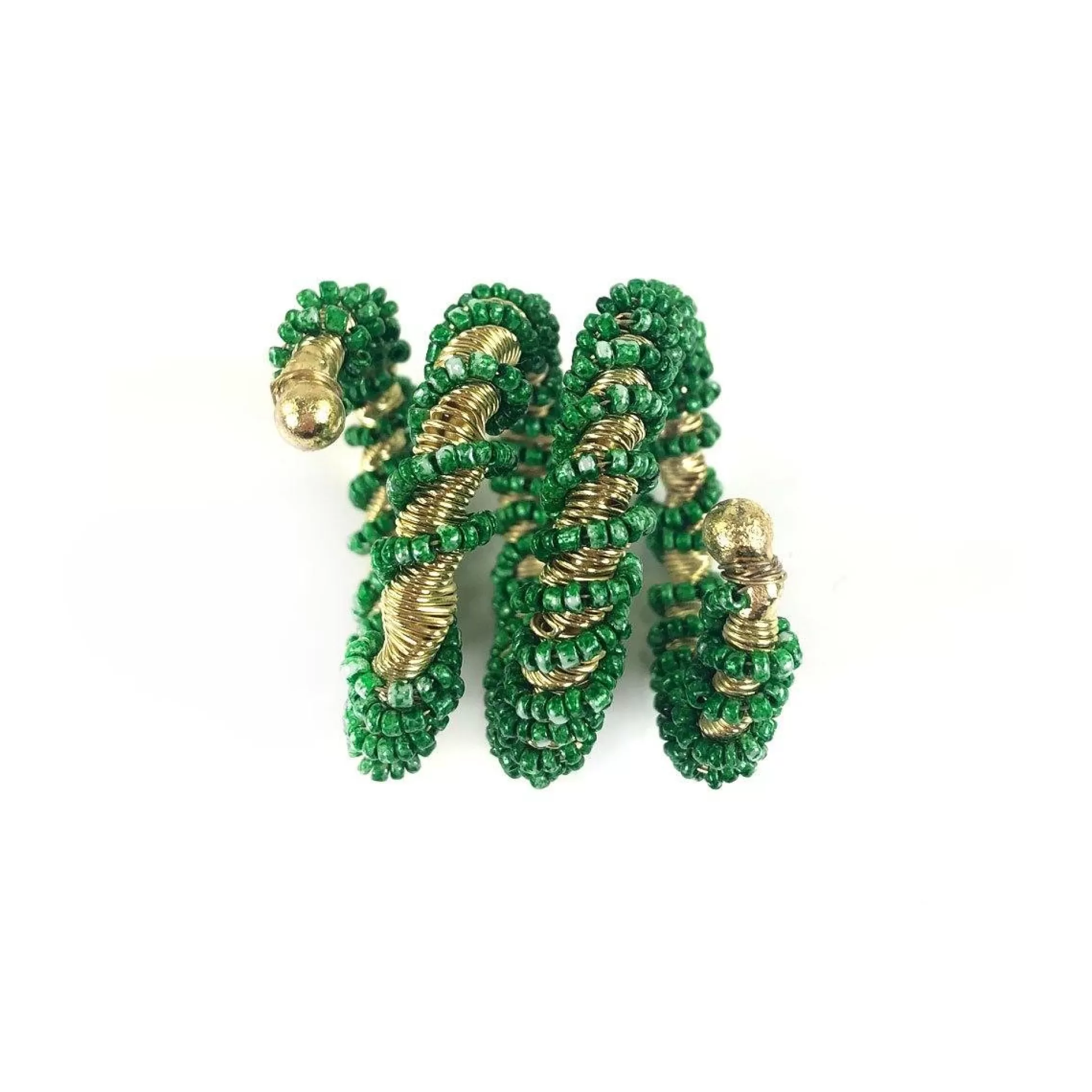 Pomegranate Inc. Napkin Rings*Dark Green Wrapped Beaded Napkin Ring | Set Of 4