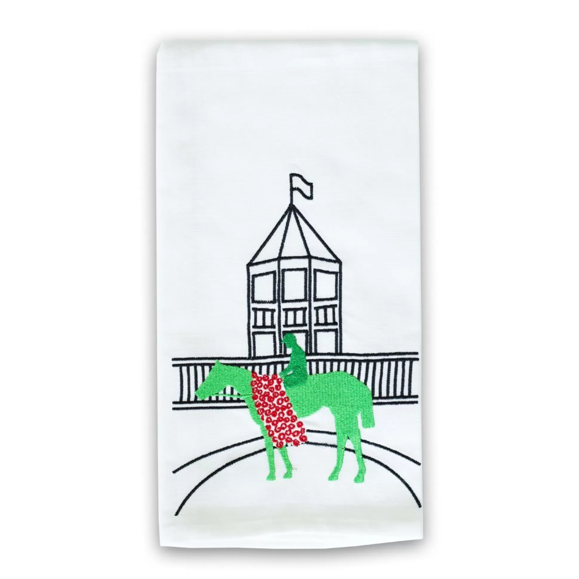 Pomegranate Inc. Embroidered Hand Towels*Derby Winner Tea Towel (Set Of 2)