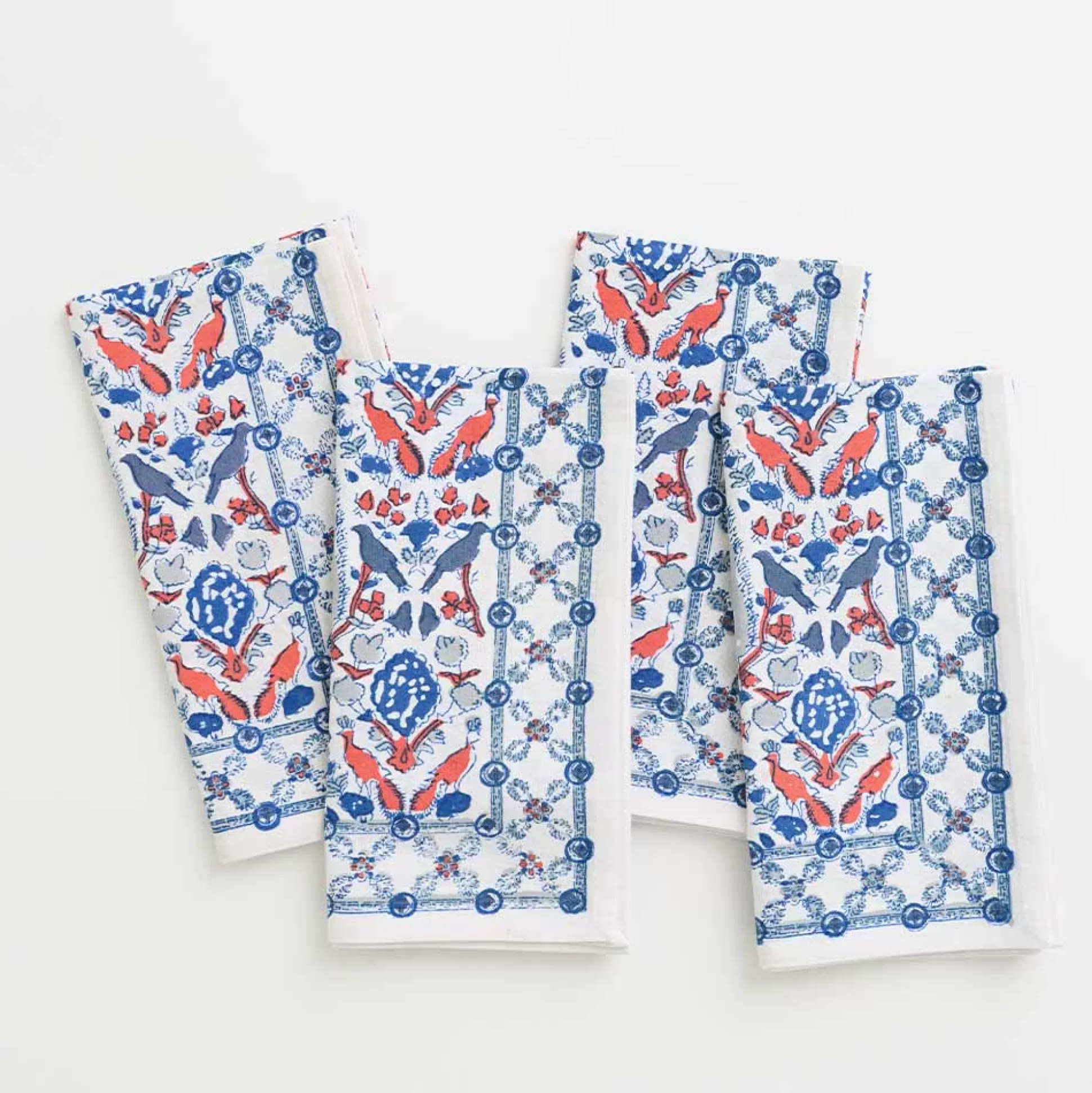 Pomegranate Inc. Napkins*Dove & Cypress Blue & Persimmon Napkin | Set Of 4