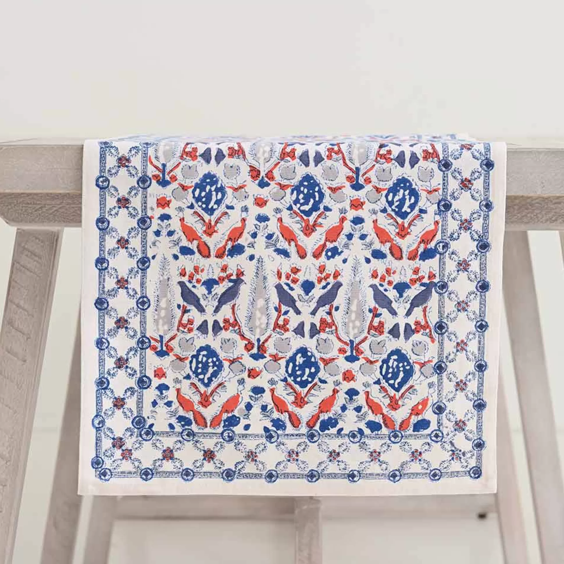 Pomegranate Inc. Table Runners*Dove & Cypress Blue & Persimmon Table Runner