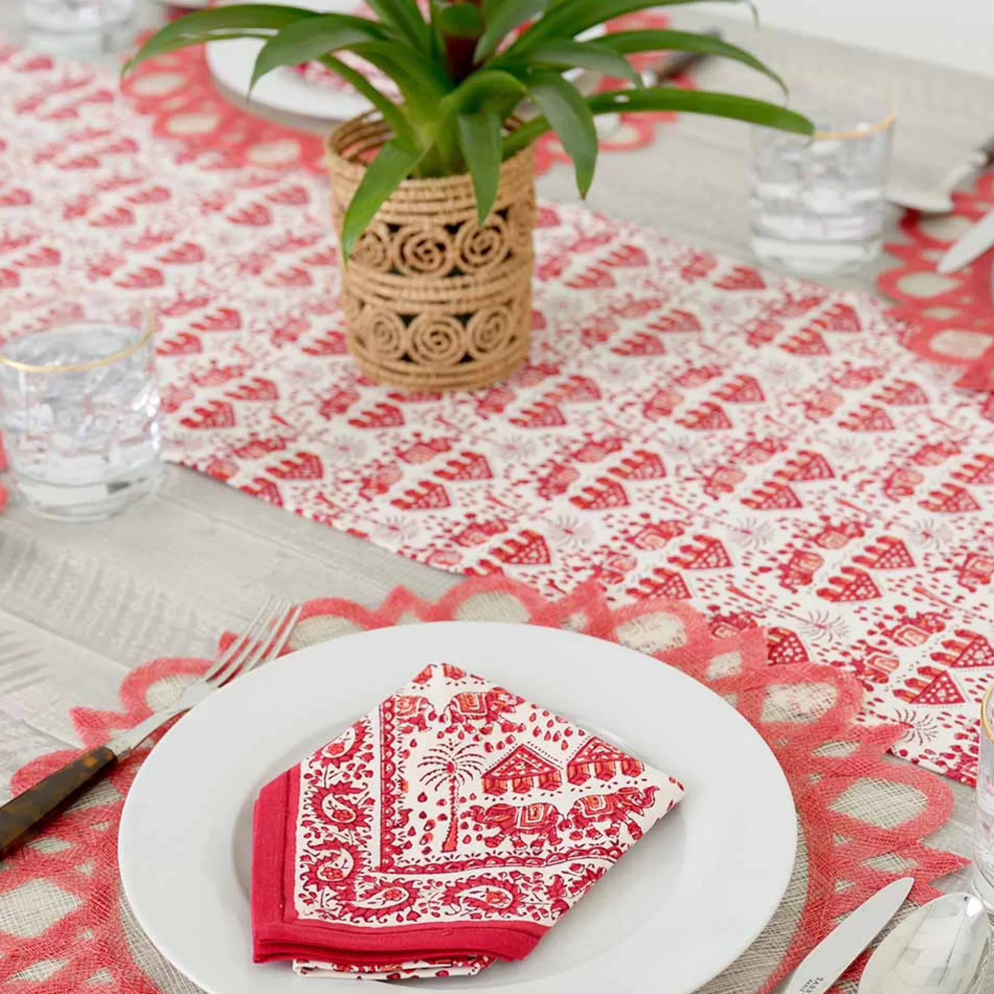 Pomegranate Inc. Table Runners*Elephant Parade Red Table Runner