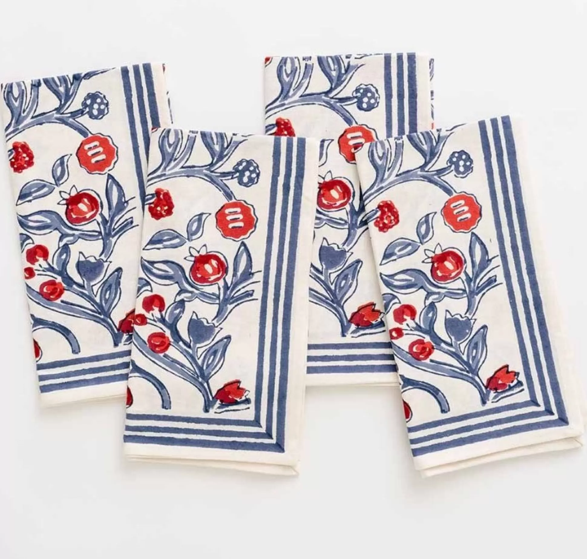 Pomegranate Inc. Napkins*Emma Red & Blue Napkin | Set Of 4