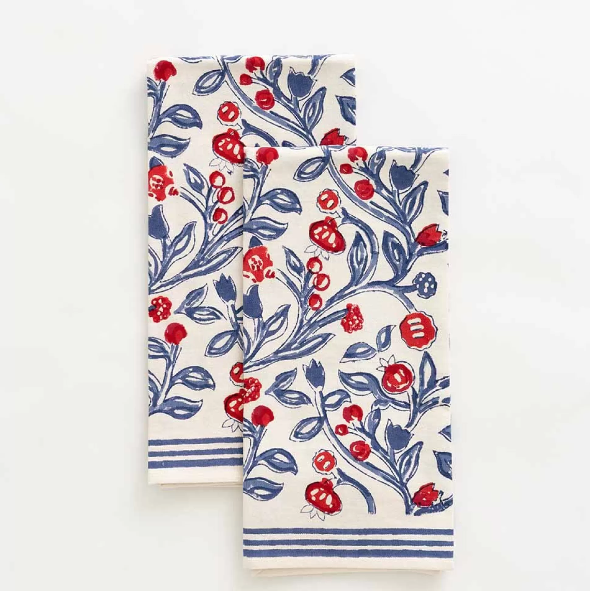 Pomegranate Inc. Tea Towels*Emma Red & Blue Tea Towels