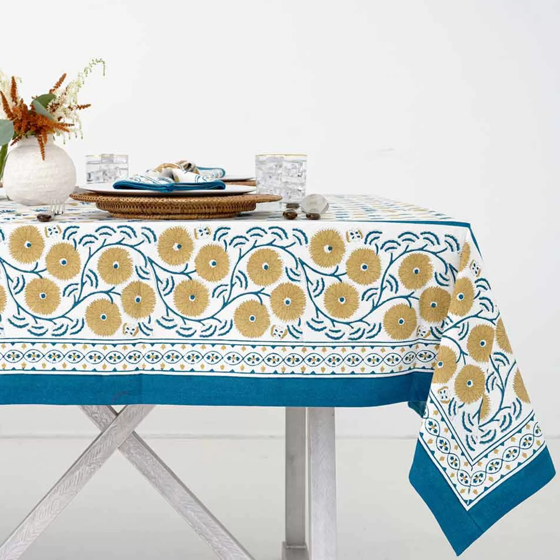 Pomegranate Inc. Tablecloths*Gaya Teal & Marigold Tablecloth