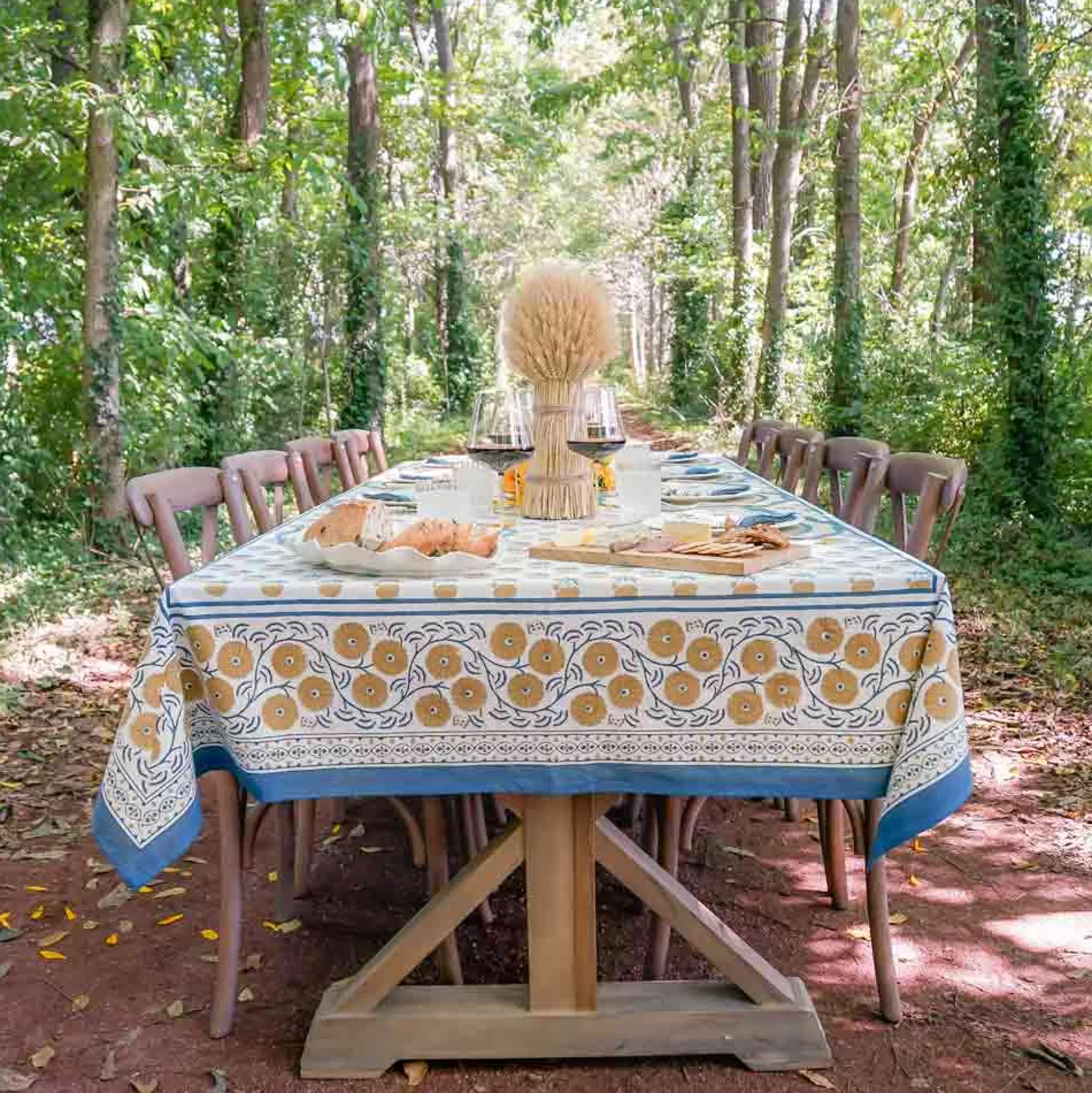 Pomegranate Inc. Tablecloths*Gaya Teal & Marigold Tablecloth