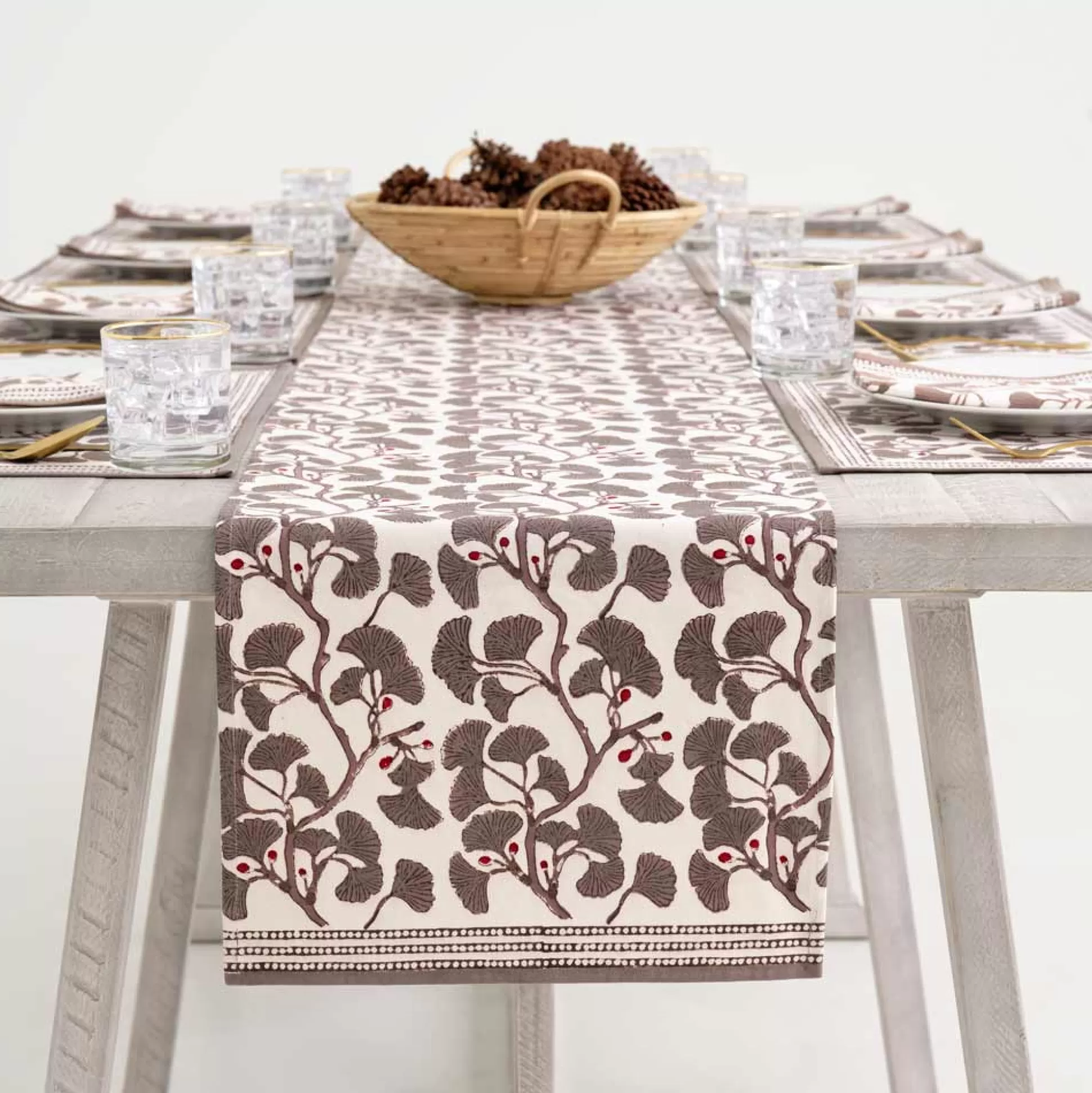 Pomegranate Inc. Table Runners*Ginkgo Taupe Table Runner