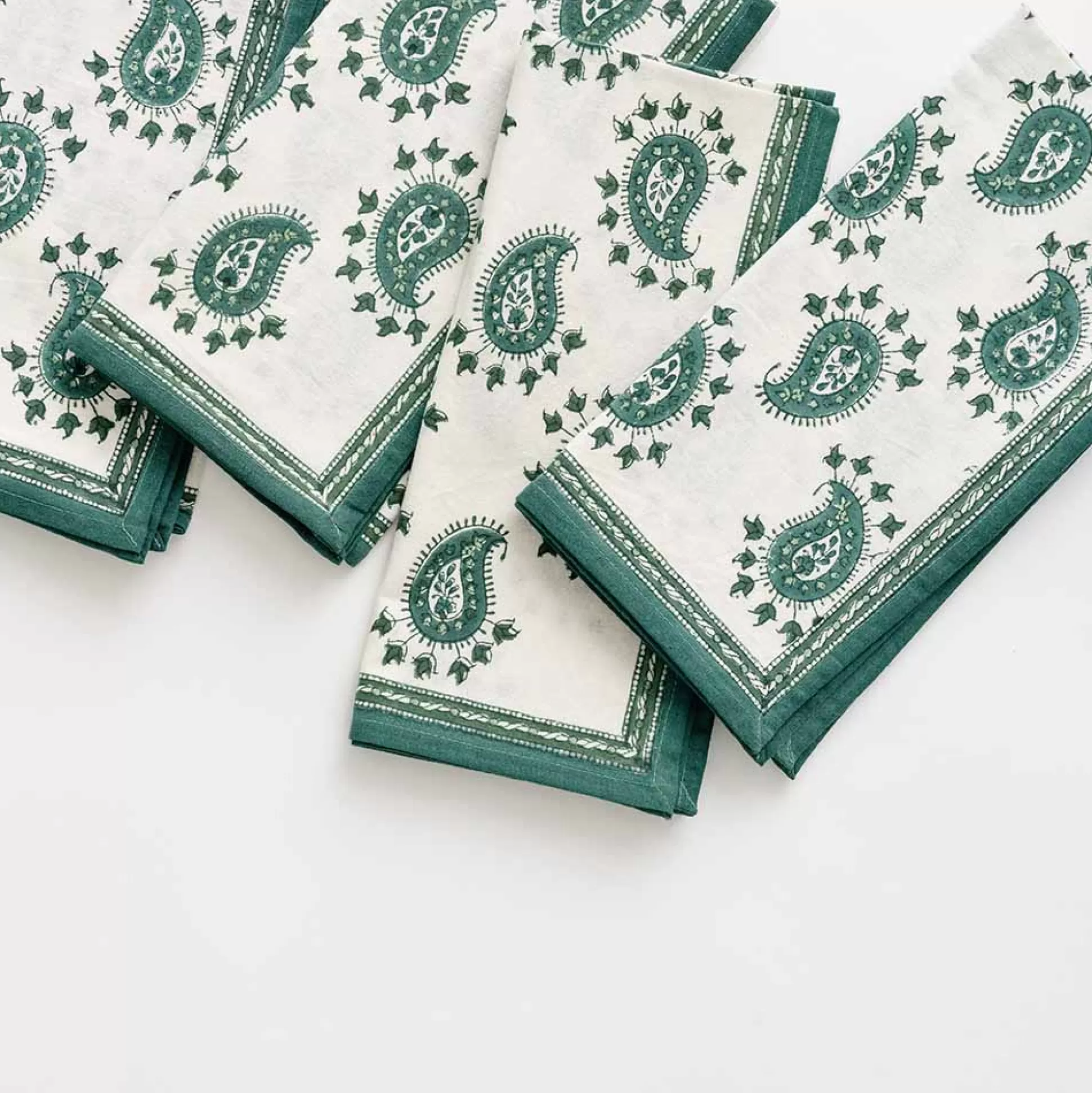 Pomegranate Inc. Napkins*Green Paisley Napkin | Set Of 4