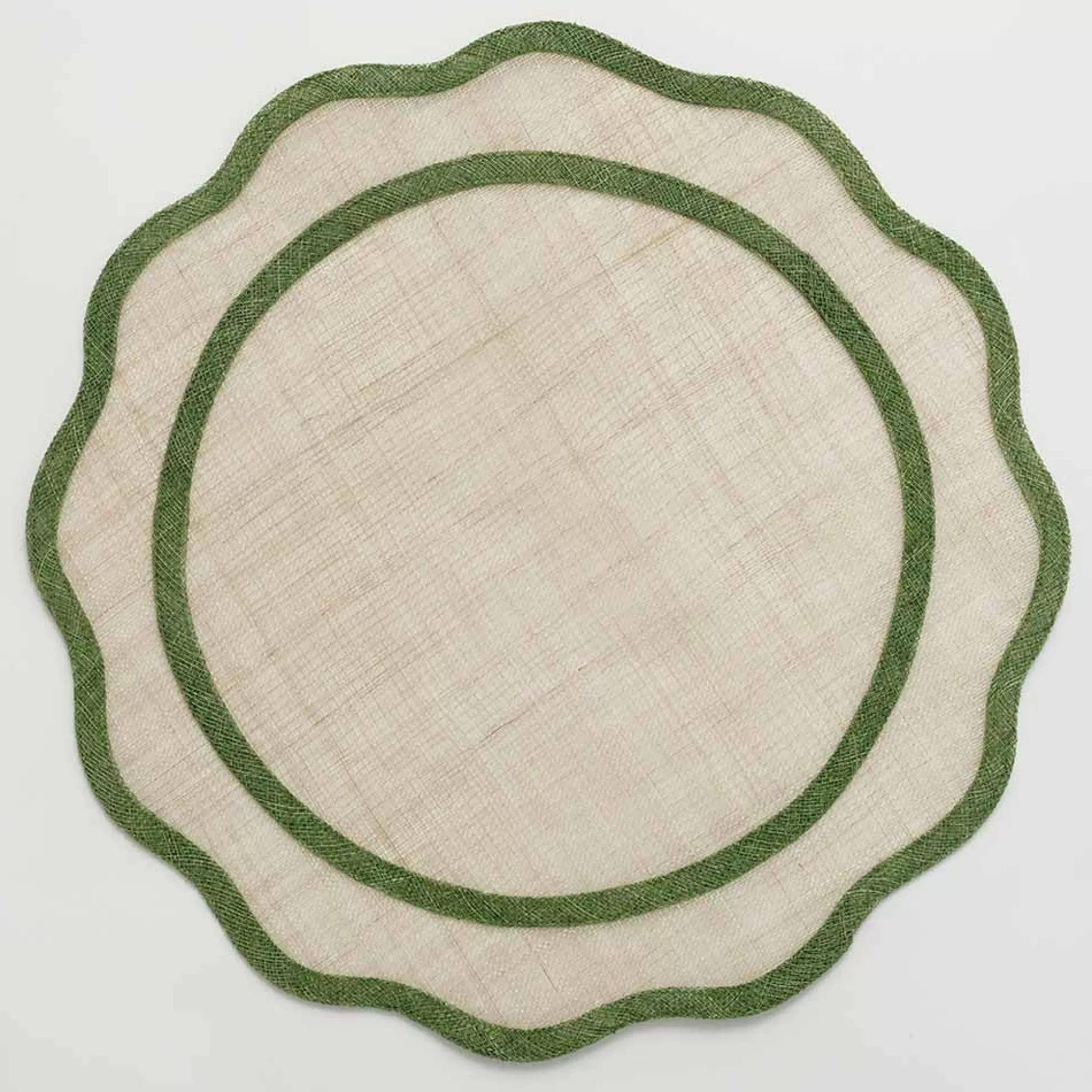 Pomegranate Inc. Natural Fiber Placemats*Green Scalloped Rice Paper Placemat | Set Of 4