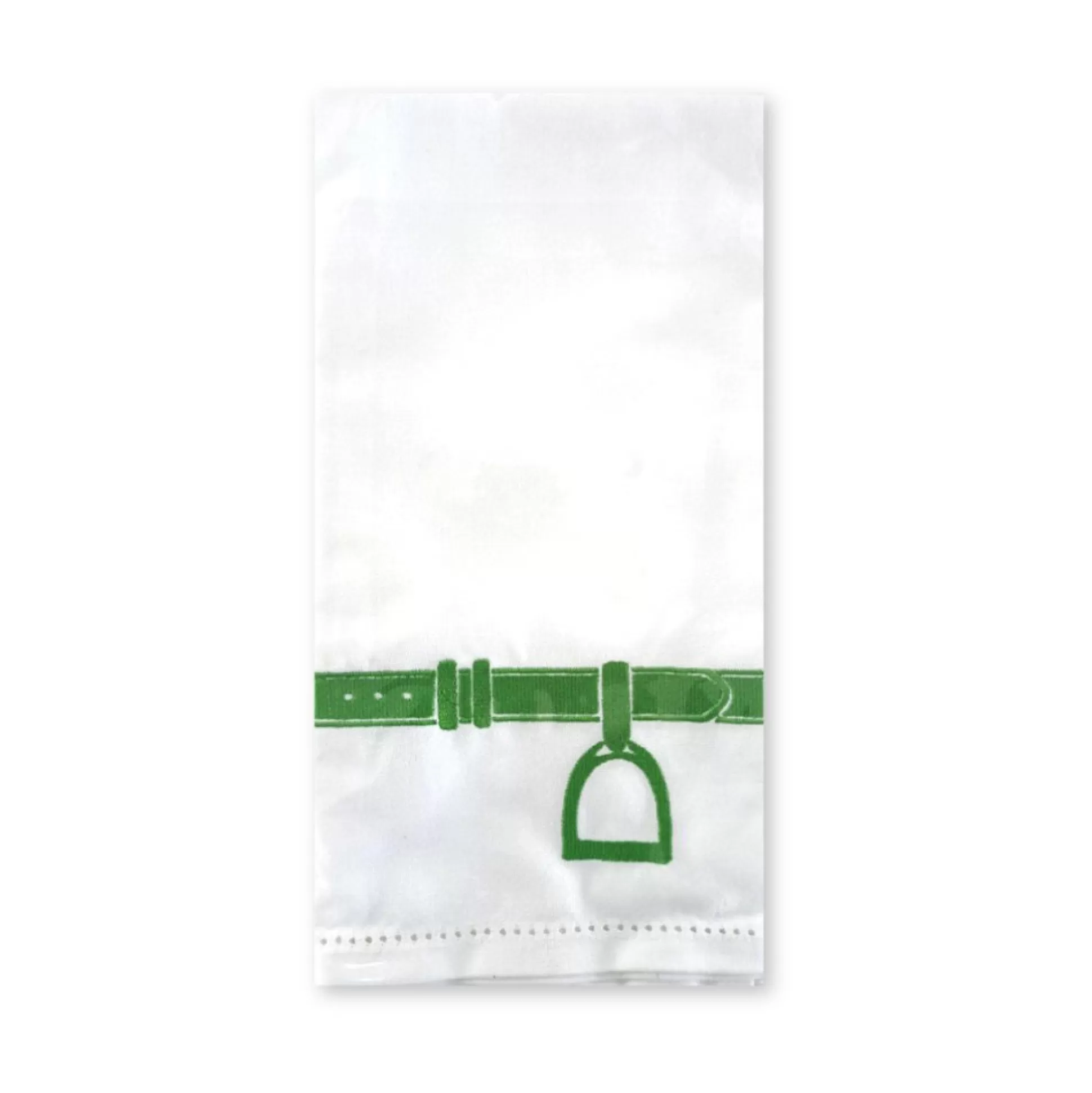 Pomegranate Inc. Embroidered Hand Towels*Green Stirrup Tea Towel | Set Of 2