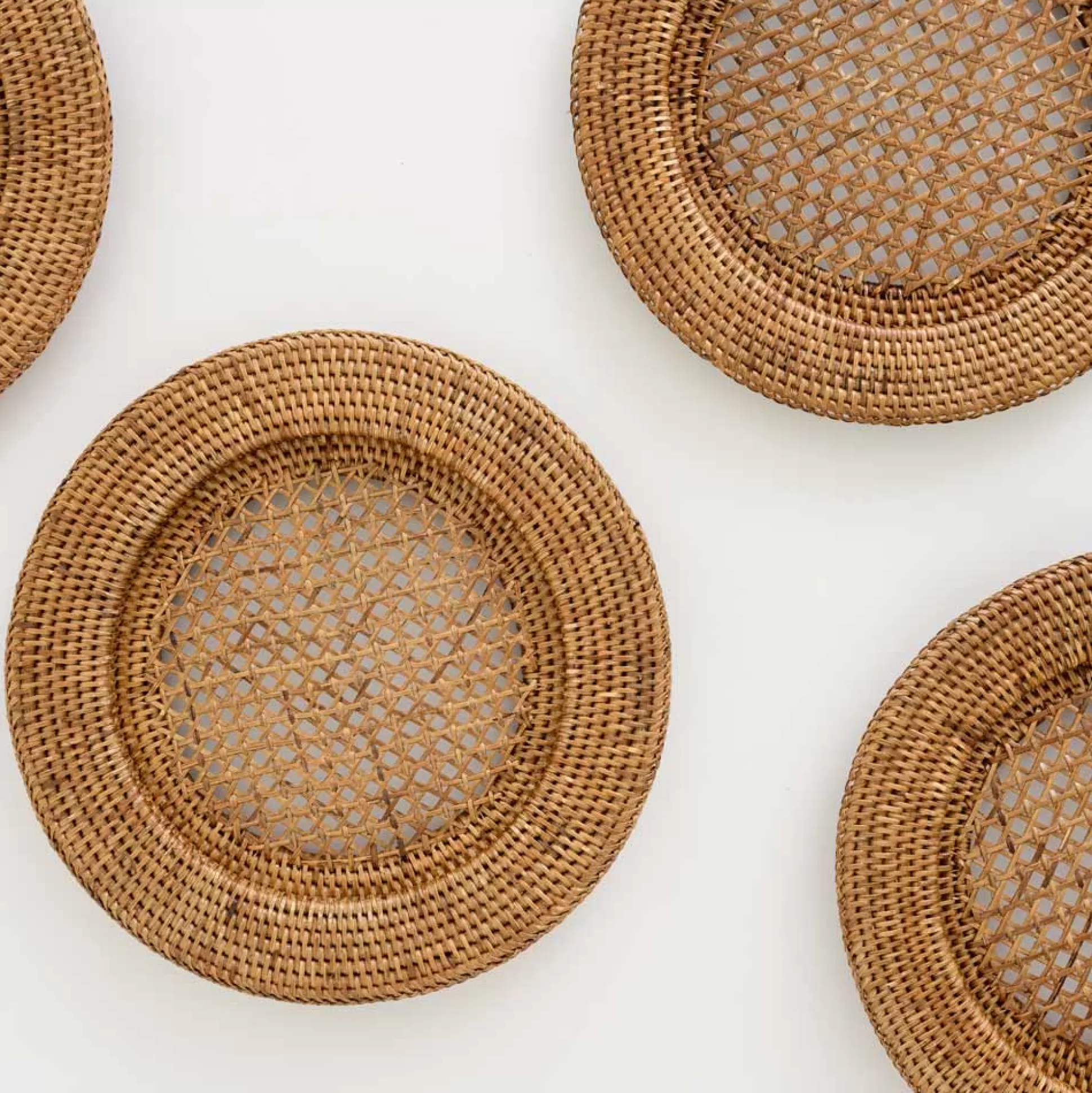 Pomegranate Inc. Natural Fiber Placemats*Honey Rattan Charger | Set Of 4