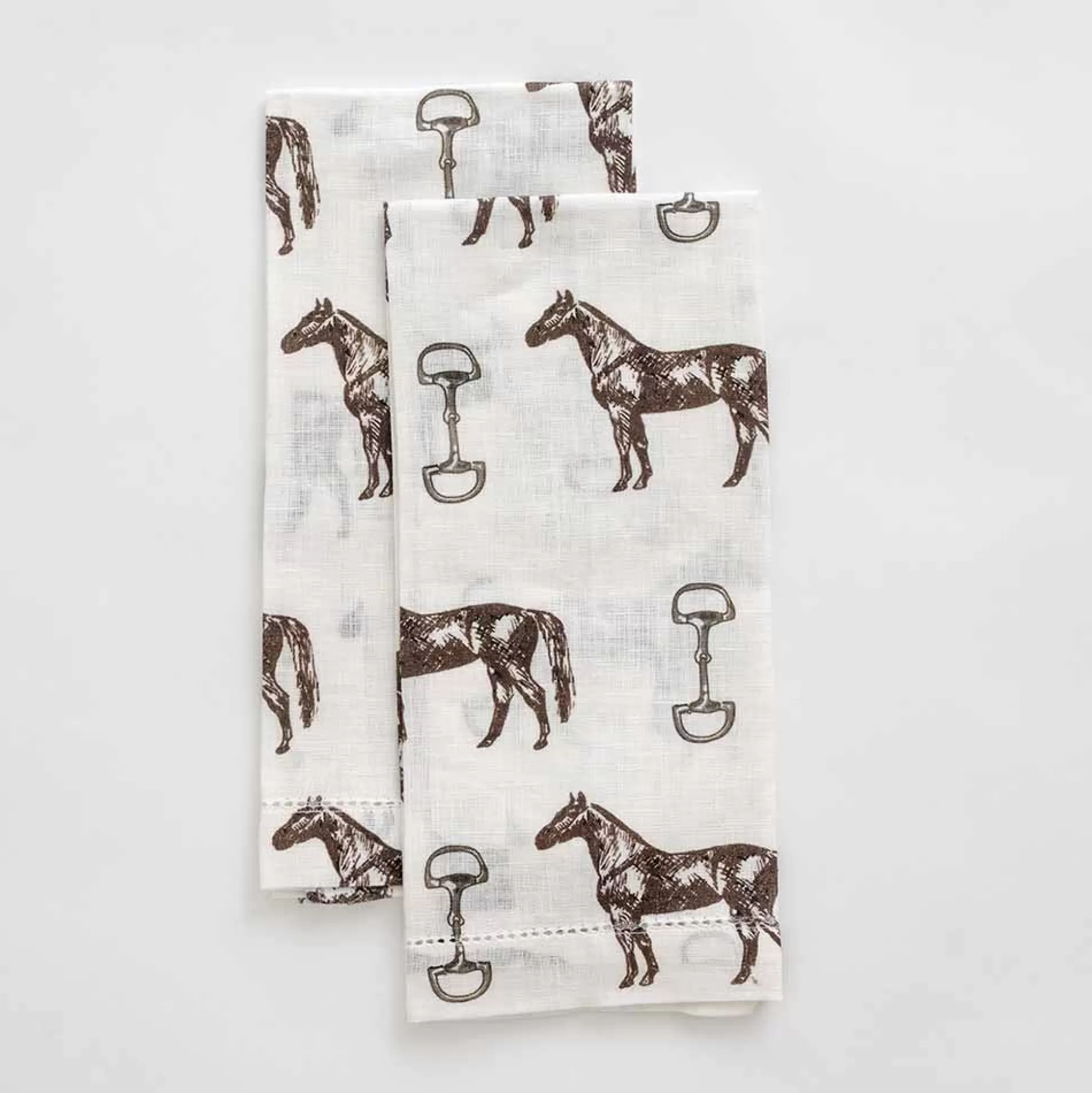 Pomegranate Inc. Tea Towels*Horse And Snaffle Linen Fingertip Towels | Set Of 2