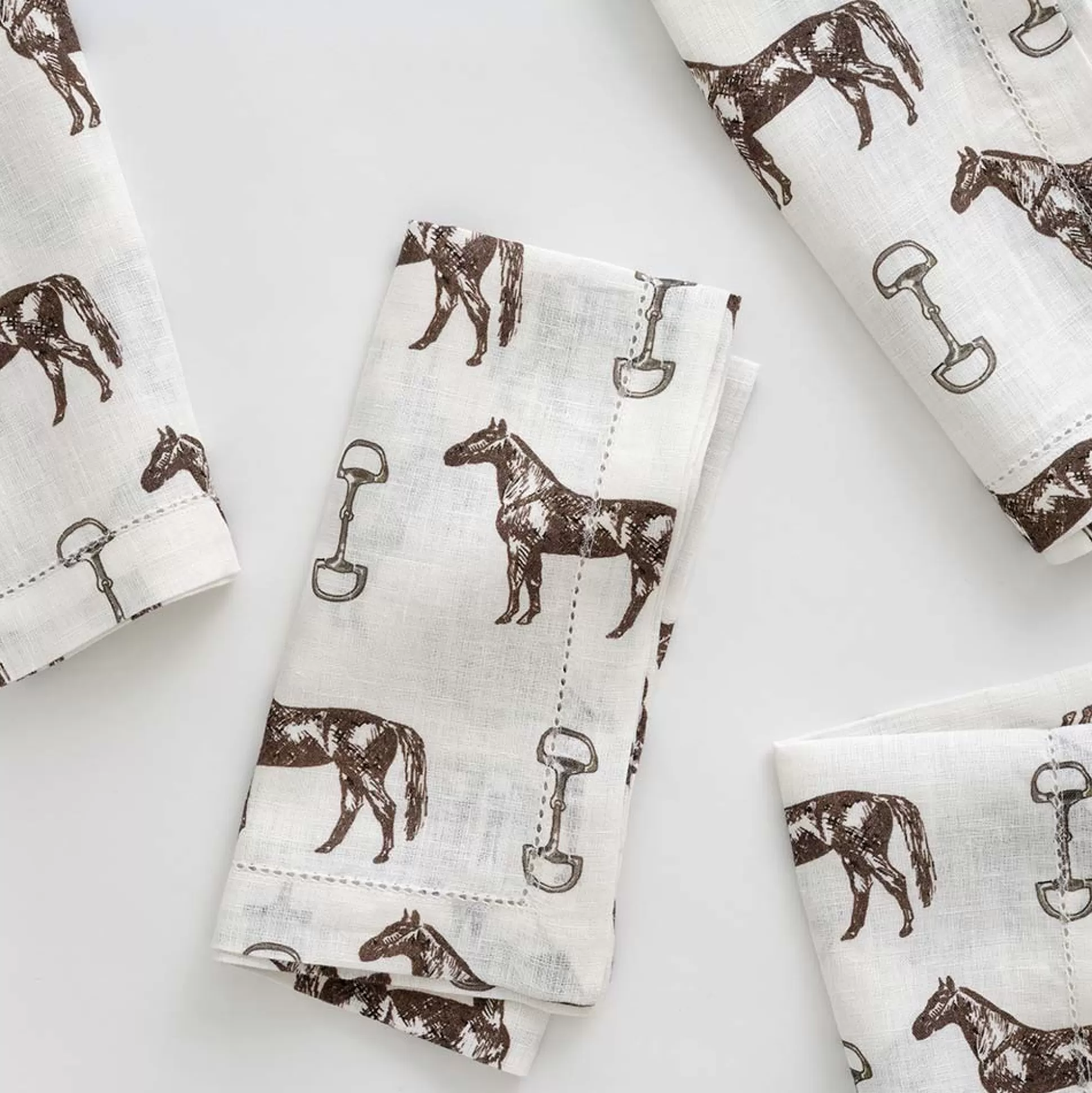 Pomegranate Inc. Napkins*Horse And Snaffle Linen Napkin | Set Of 4