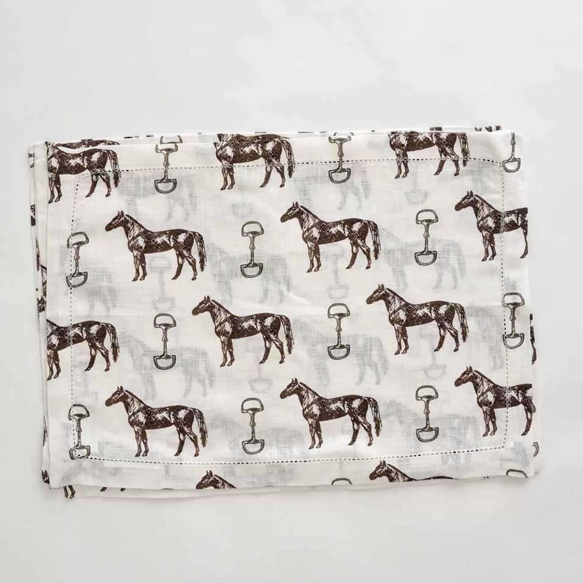 Pomegranate Inc. Hand Block Printed*Horse And Snaffle Linen Placemat | Set Of 4