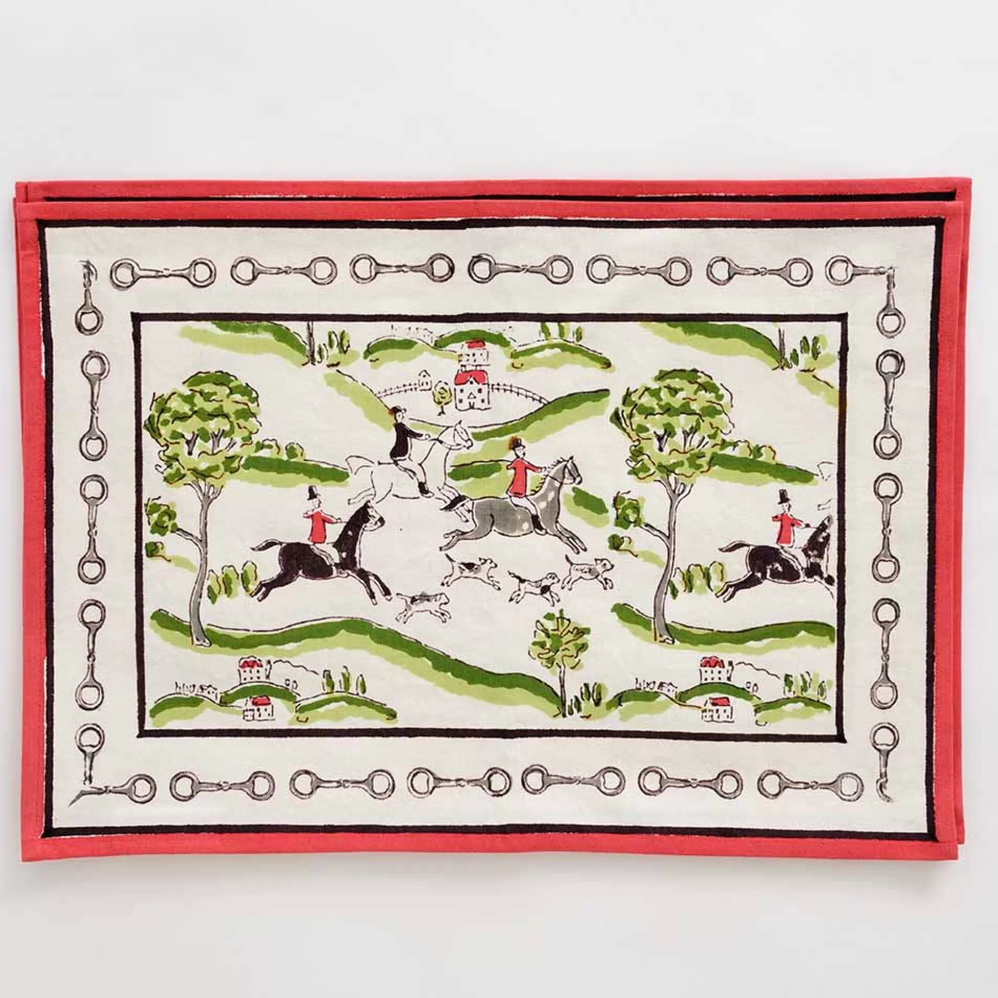 Pomegranate Inc. Hand Block Printed*Hunt Scene Placemat | Set Of 4