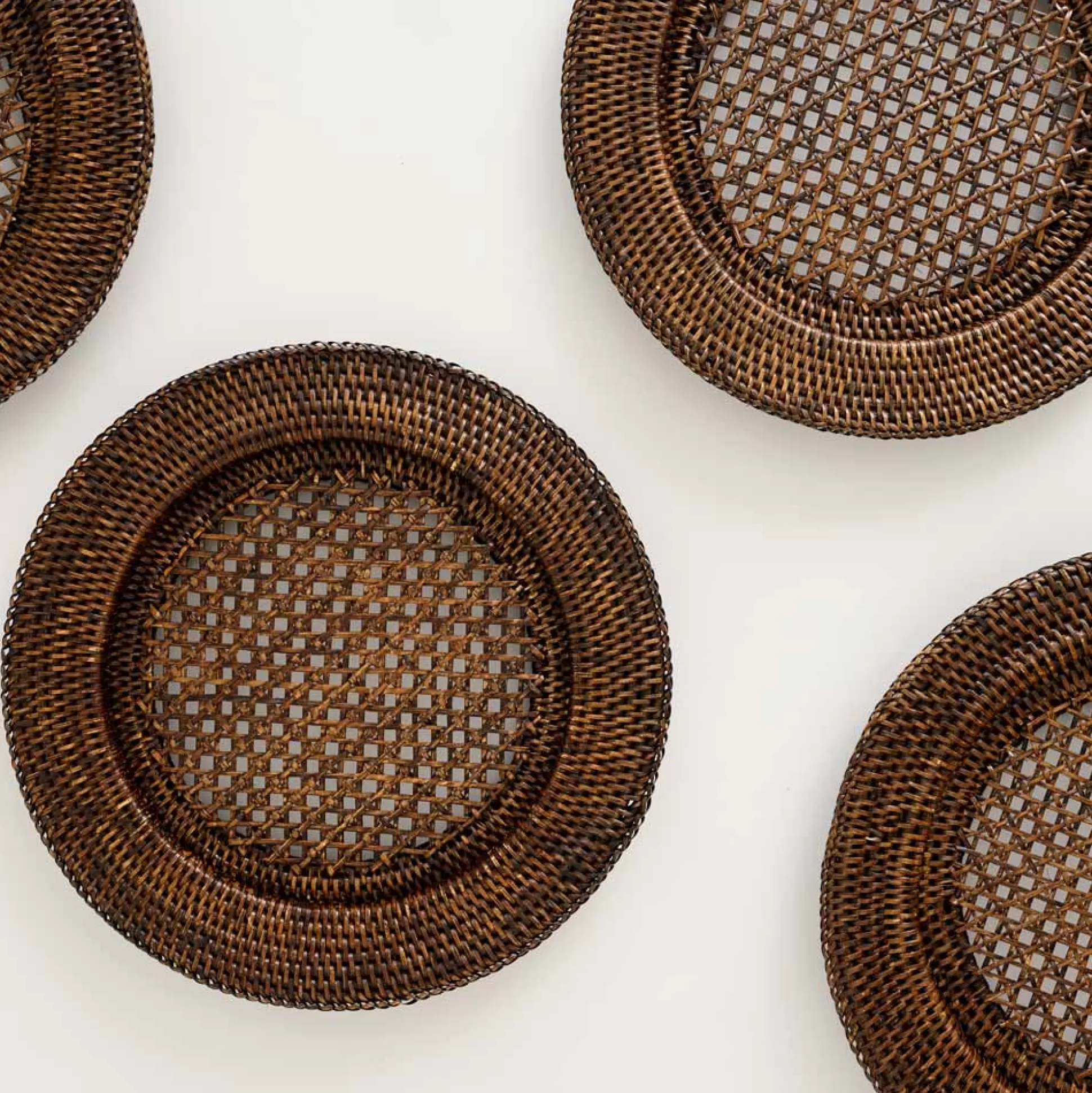 Pomegranate Inc. Rattan Wicker & Bamboo*India Hicks Home Antique Brown Rattan Charger | Set Of 4
