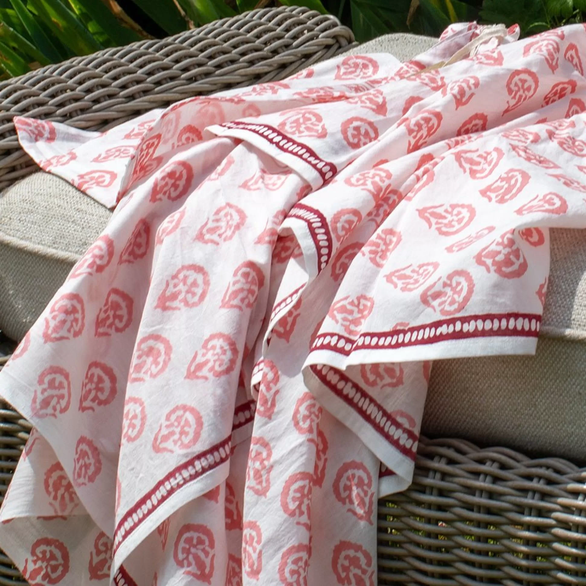 Pomegranate Inc. Hand Block Printed*India Hicks Home Carnation Blush Placemat | Set Of 4