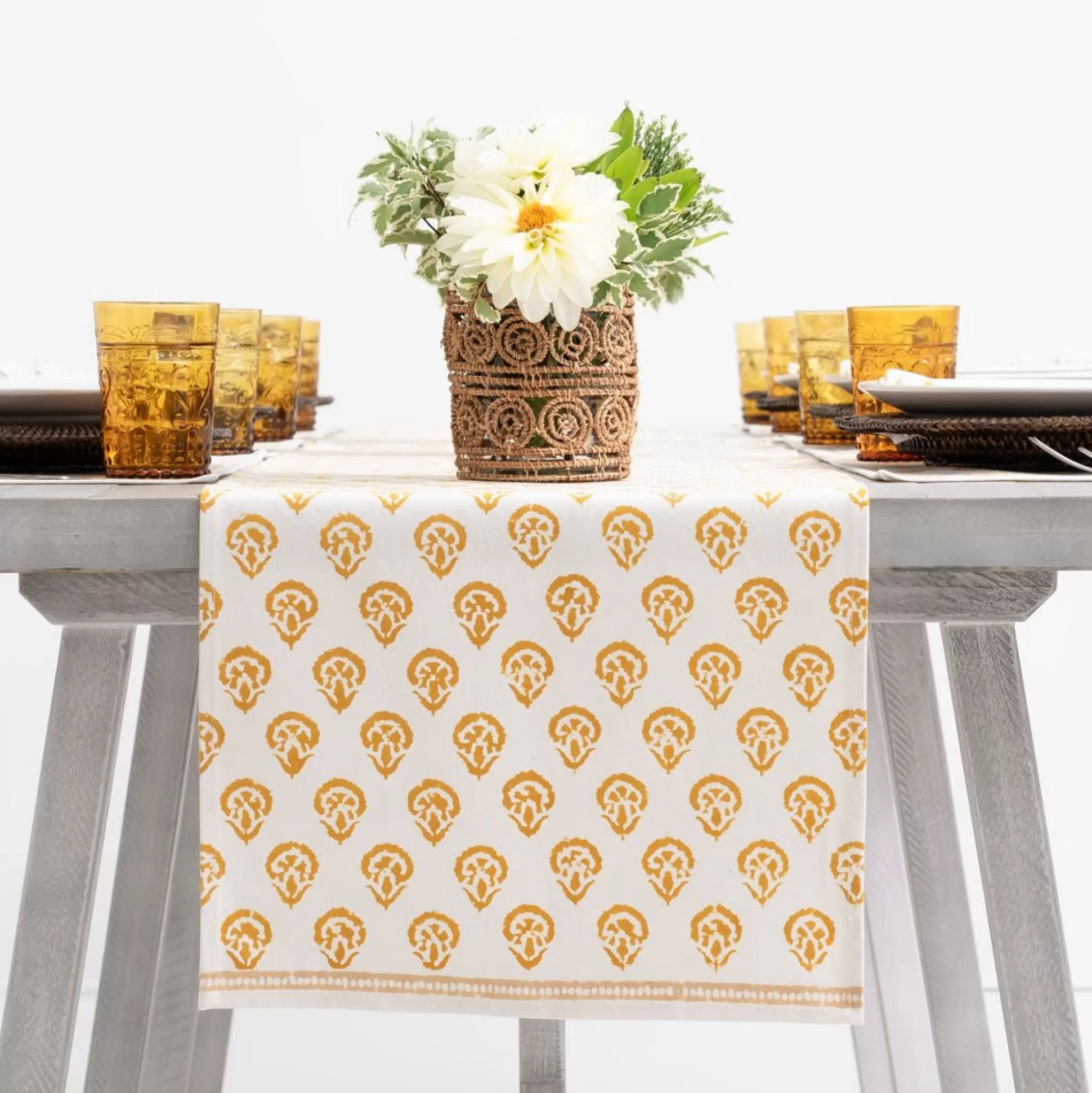 Pomegranate Inc. Table Runners*India Hicks Home Carnation Golden Table Runner