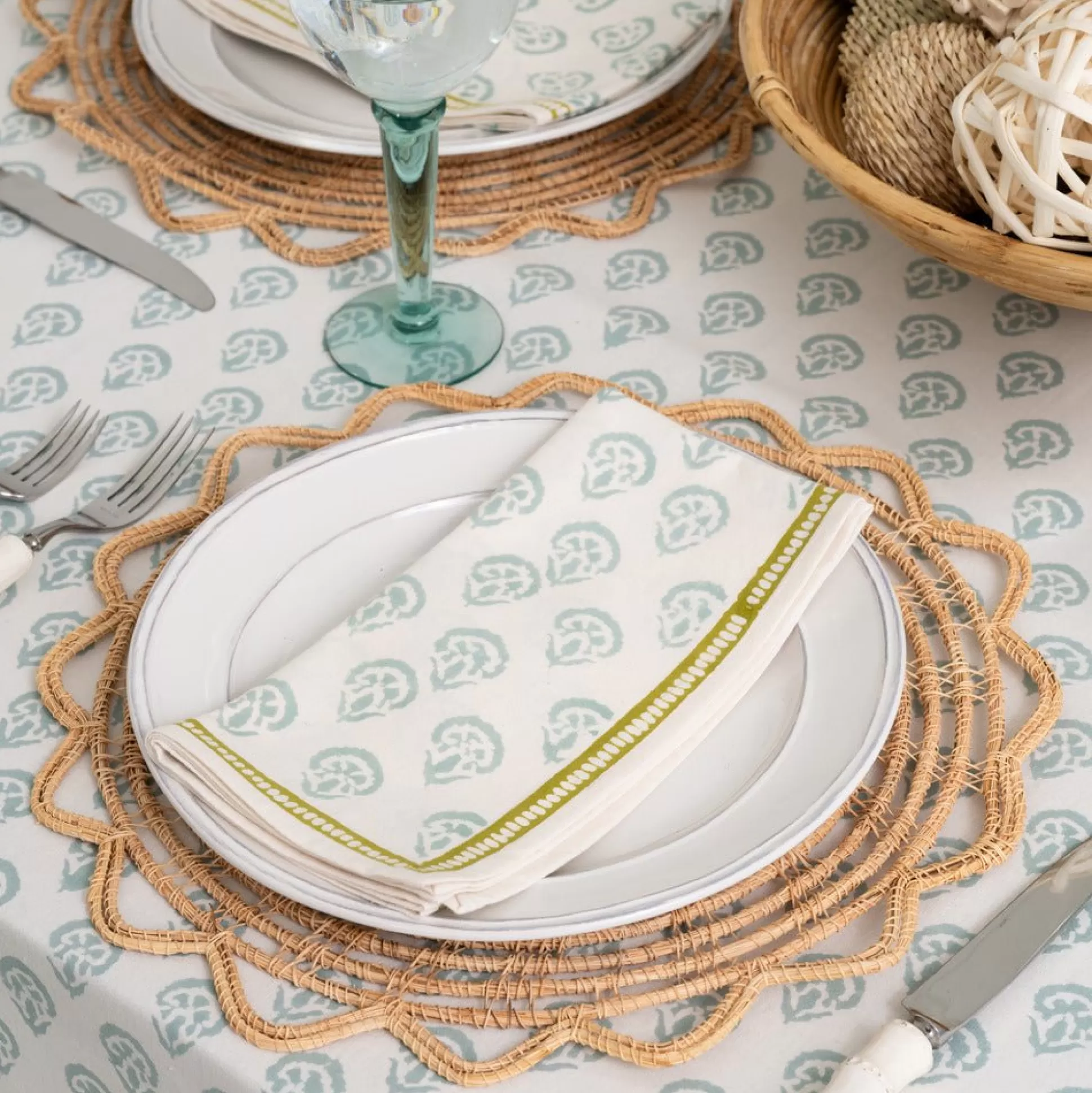 Pomegranate Inc. Napkins*India Hicks Home Carnation Seafoam Napkin | Set Of 4