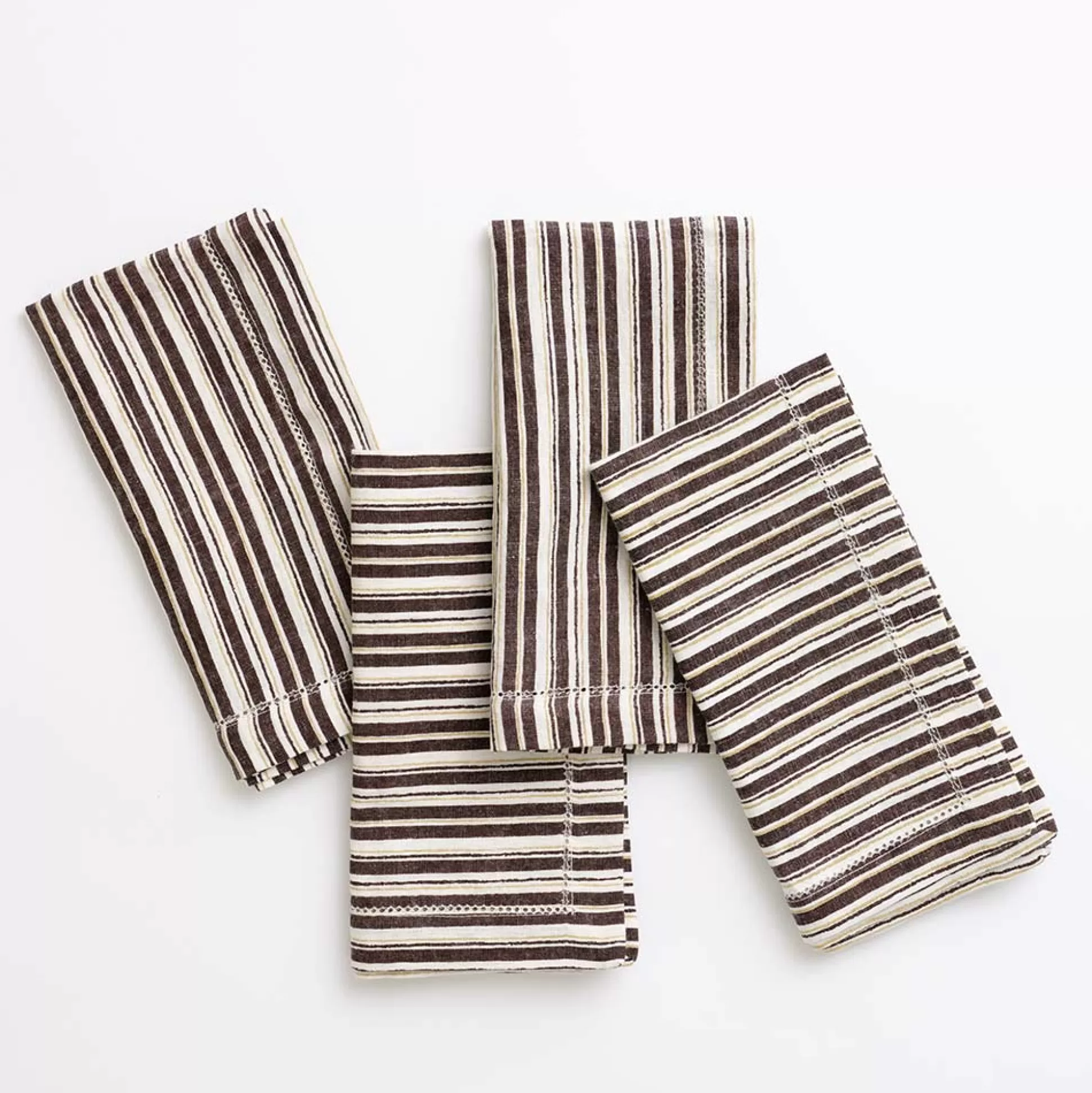 Pomegranate Inc. Napkins*India Hicks Home Coca-Cola Brown Stripe Napkins | Set Of 4