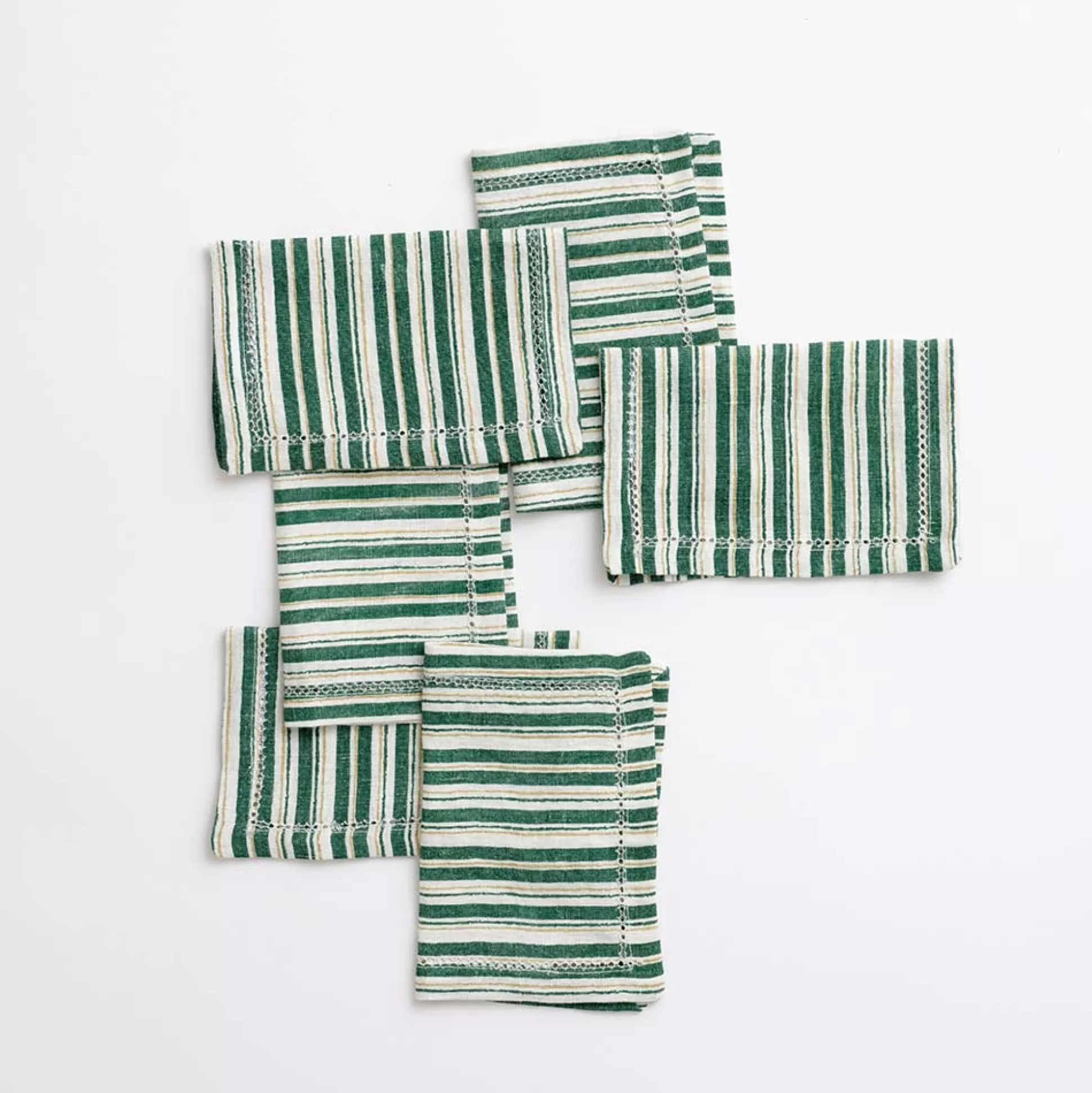 Pomegranate Inc. Cocktail Napkins*India Hicks Home Hunter Green Stripe Cocktail Napkin | Set Of 6