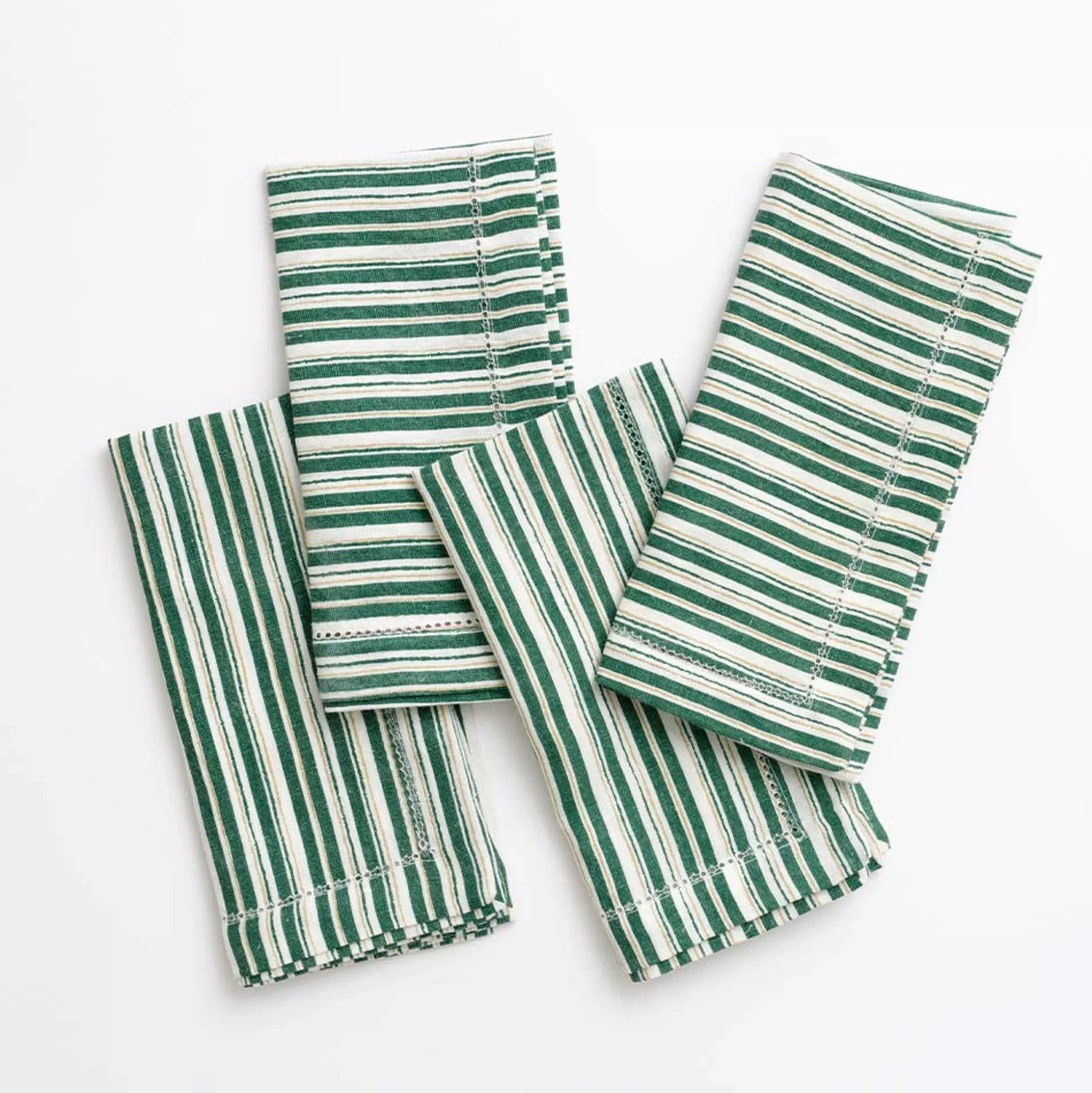 Pomegranate Inc. Napkins*India Hicks Home Hunter Green Stripe Napkin | Set Of 4