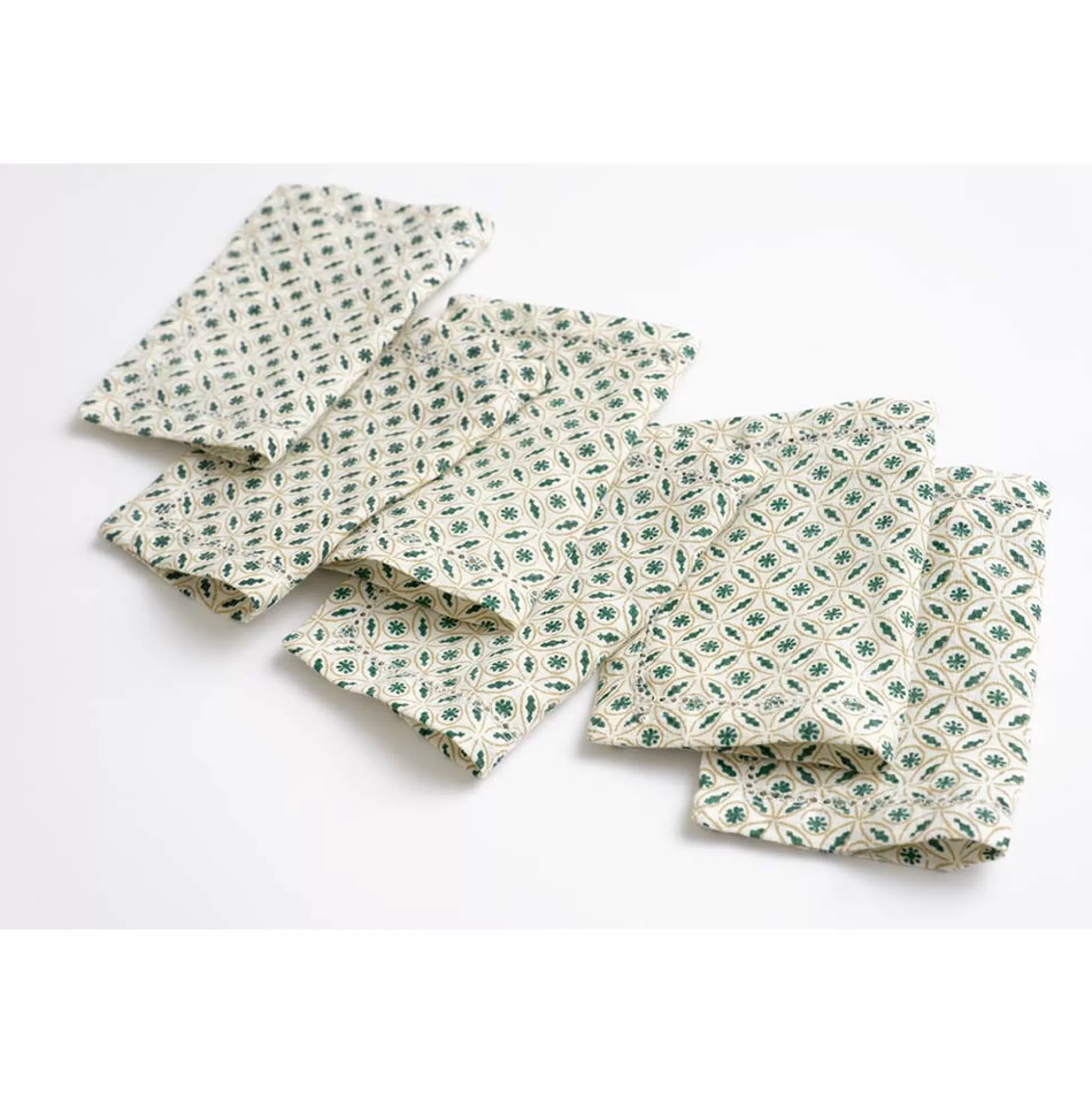 Pomegranate Inc. Cocktail Napkins*India Hicks Home Hunter Green Tea Time Cocktail Napkin | Set Of 6