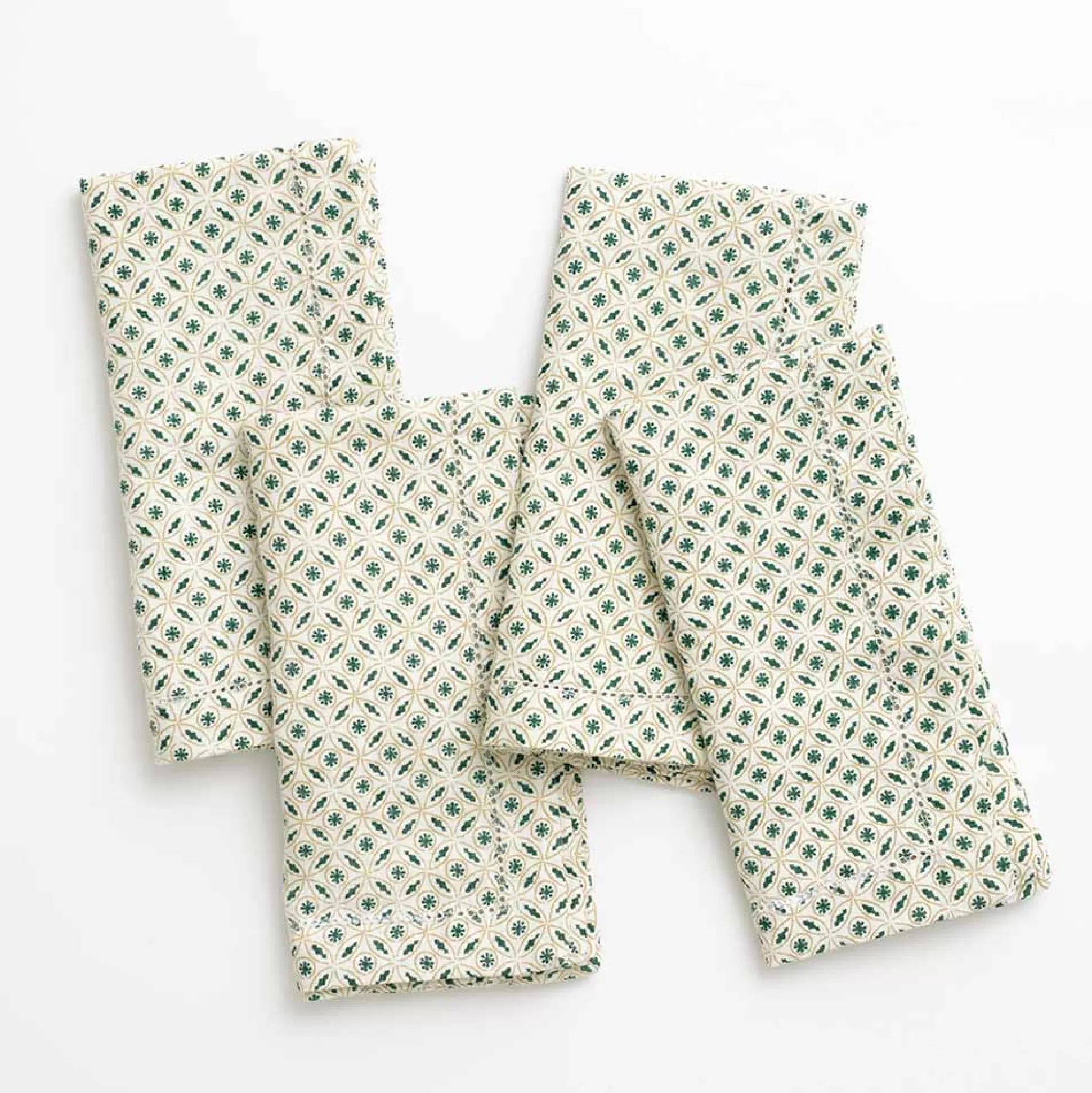 Pomegranate Inc. Napkins*India Hicks Home Hunter Green Tea Time Napkin | Set Of 4